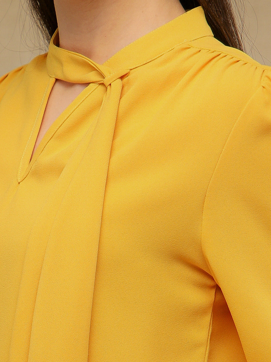 Yellow Tie Neck Top