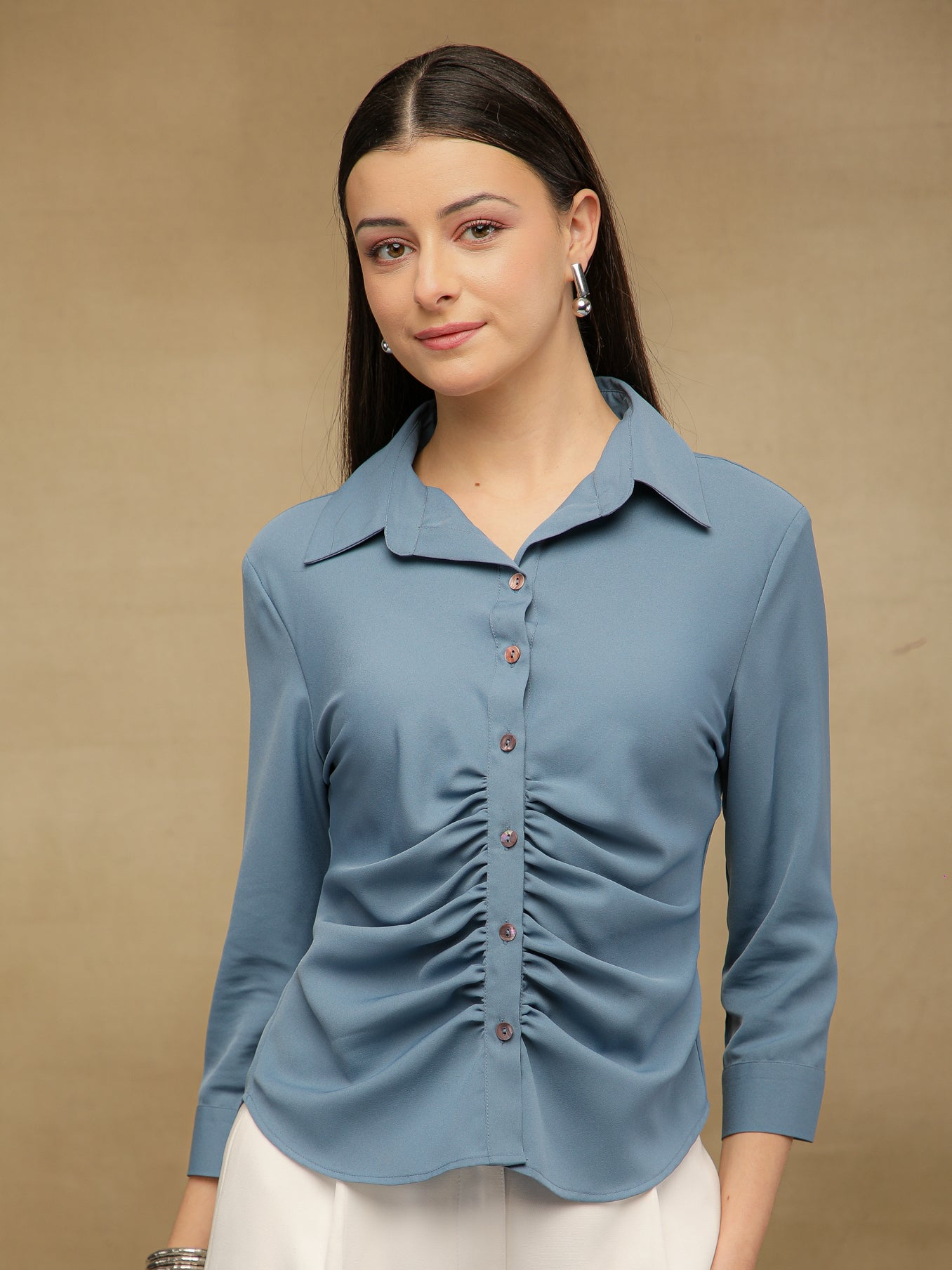 Marina Front Gathered Shirt