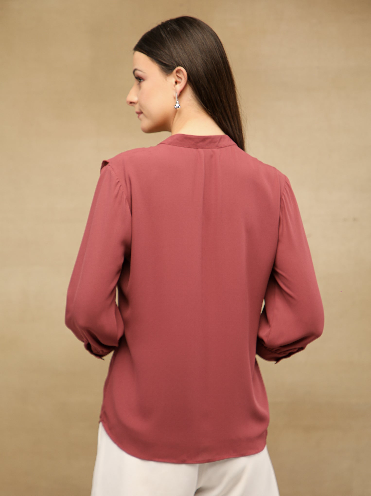 Dusty Pink Front Frill Shirt