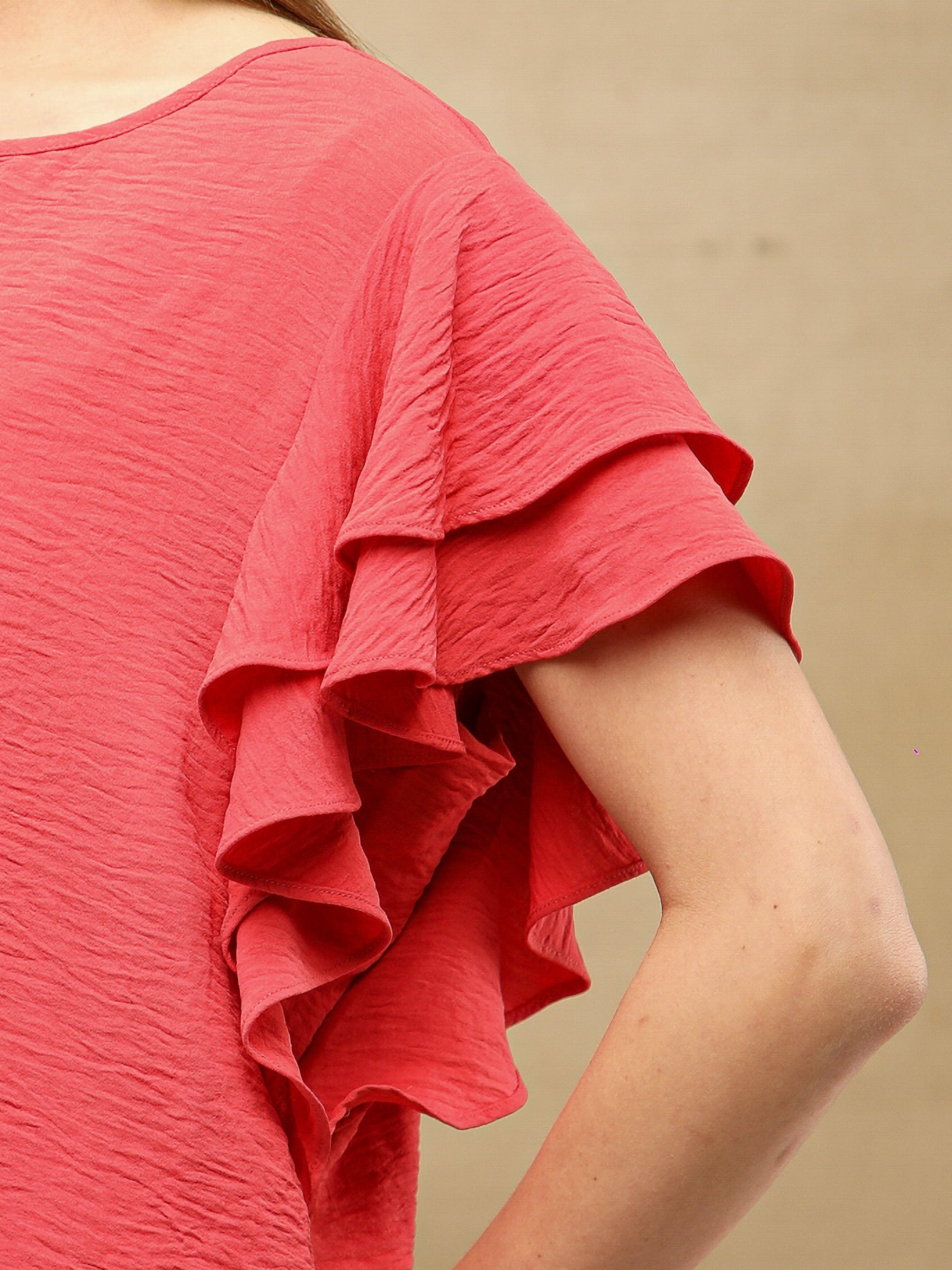 Flutter Sleeve Coral Co-ord Set