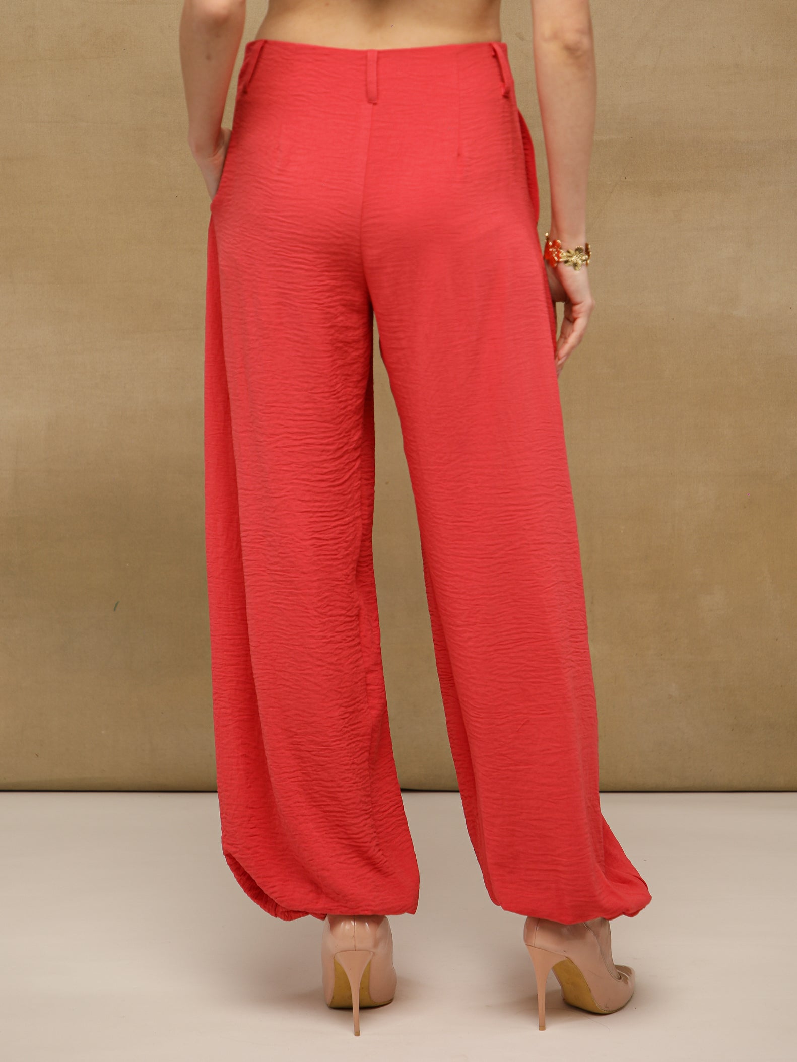 Coral Pleated Balloon Pants