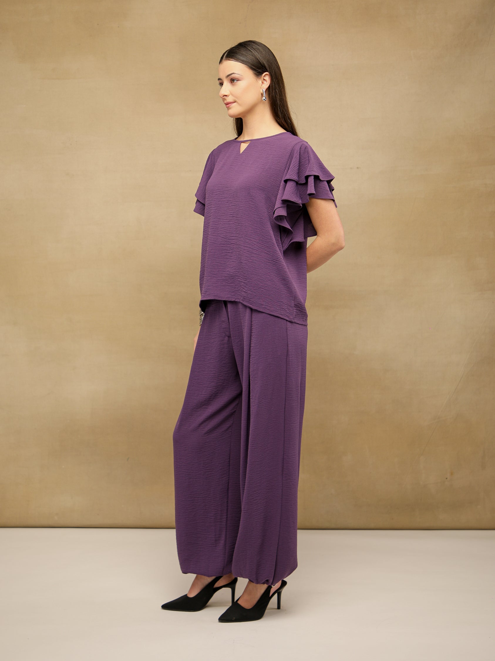 Flutter Sleeve Purple Co-ord Set