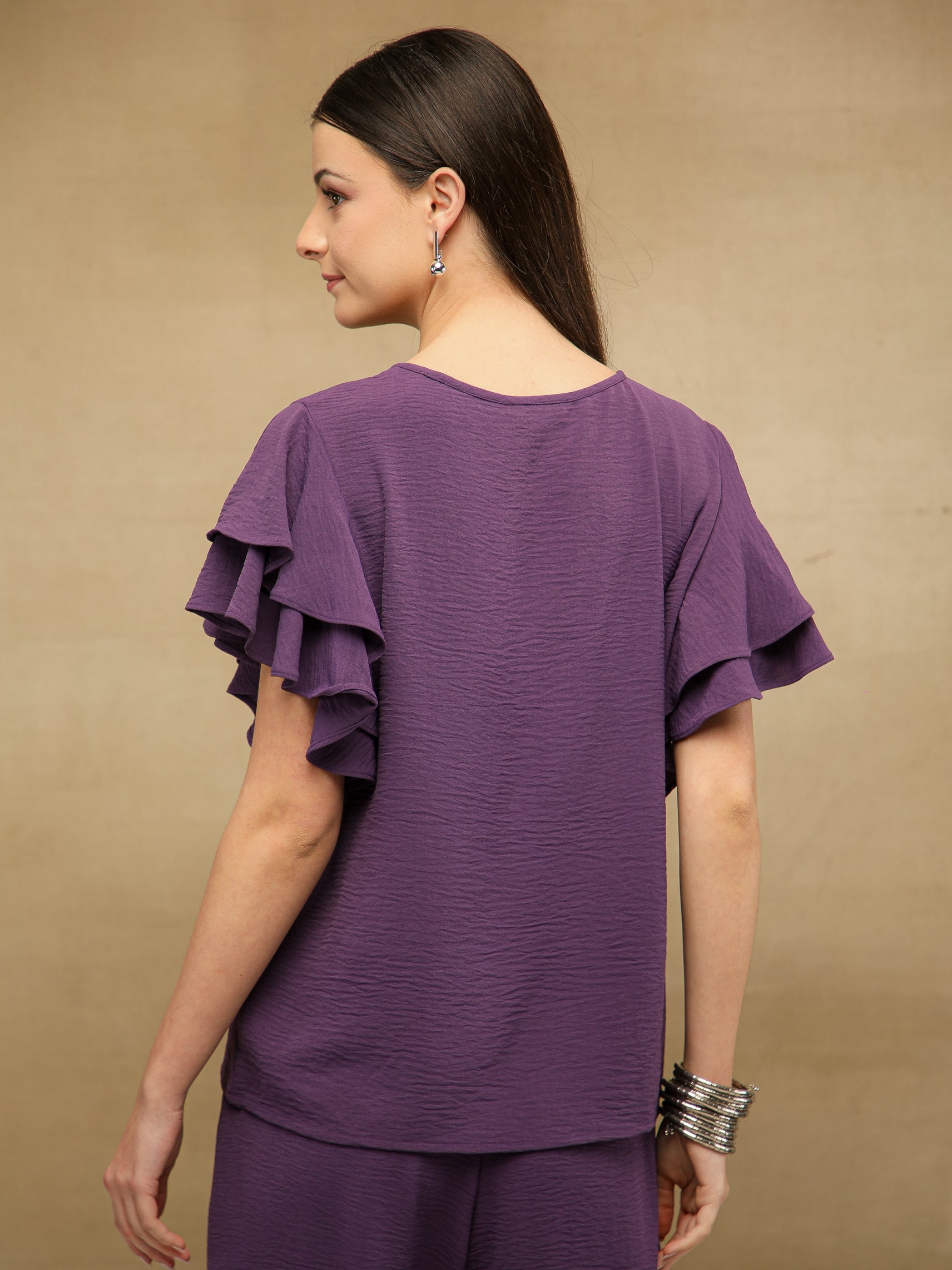 Flutter Sleeve Purple Co-ord Set