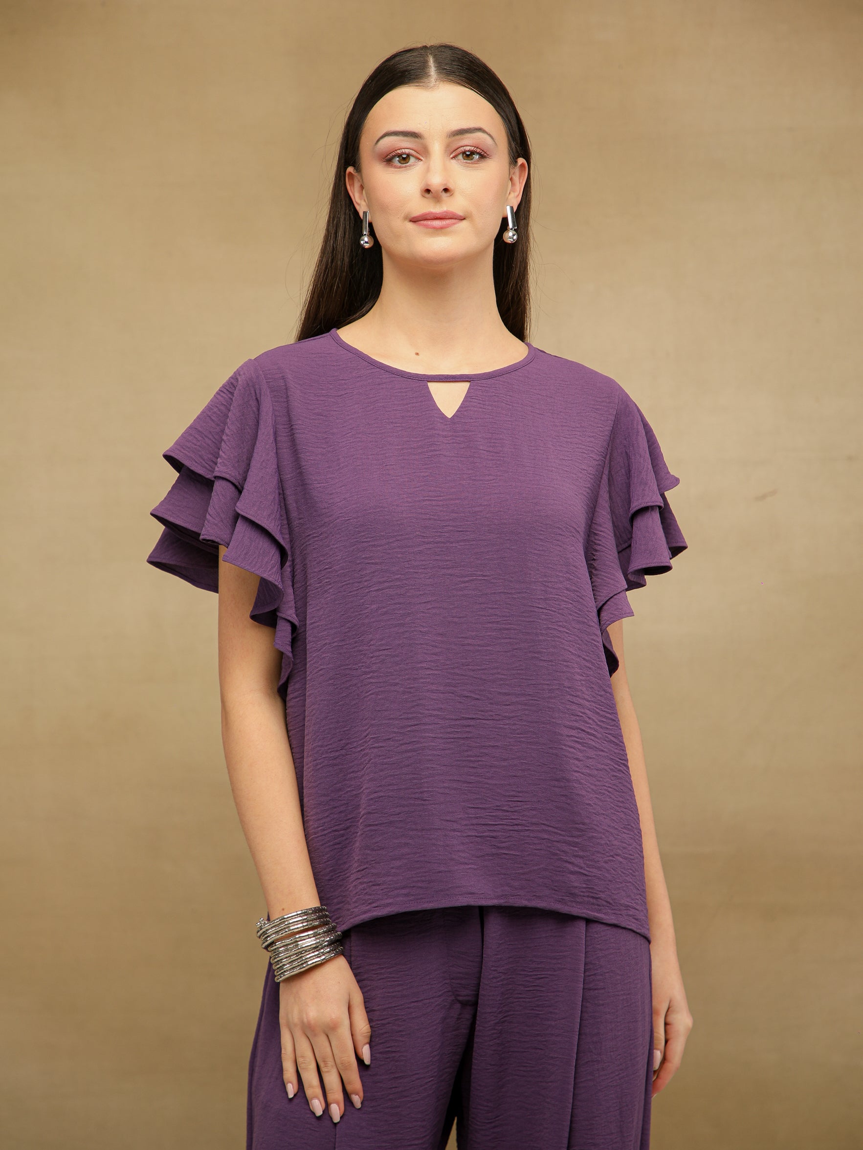 Flutter Sleeve Purple Co-ord Set