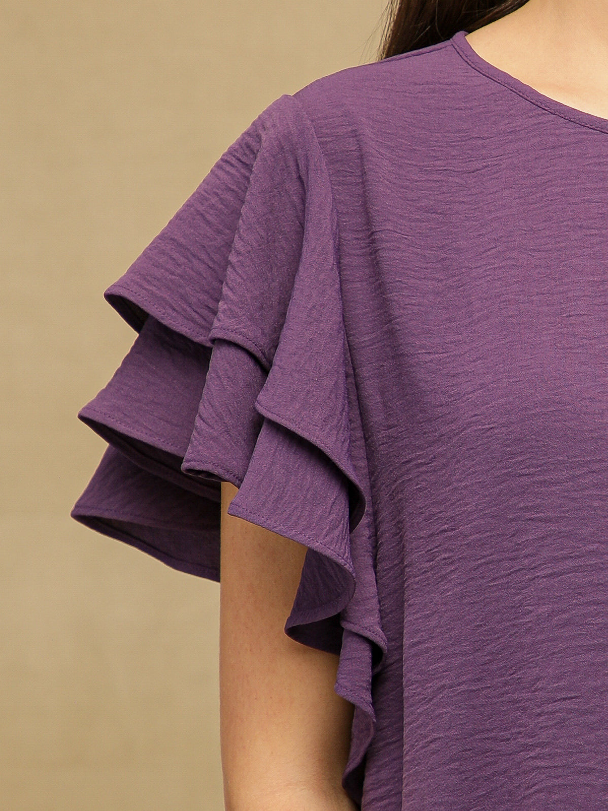 Flutter Sleeve Purple Top