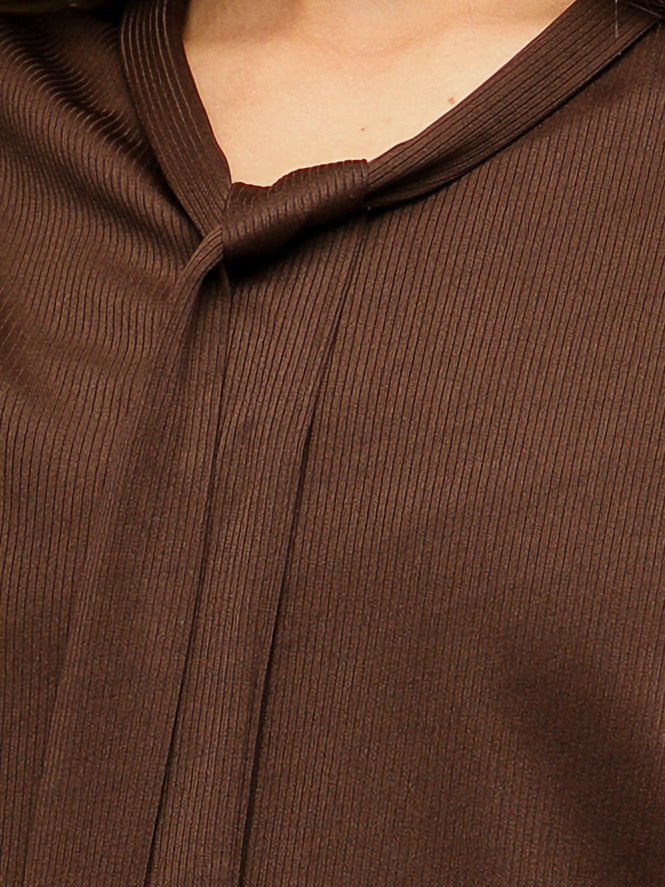 Front Tie Brown Top