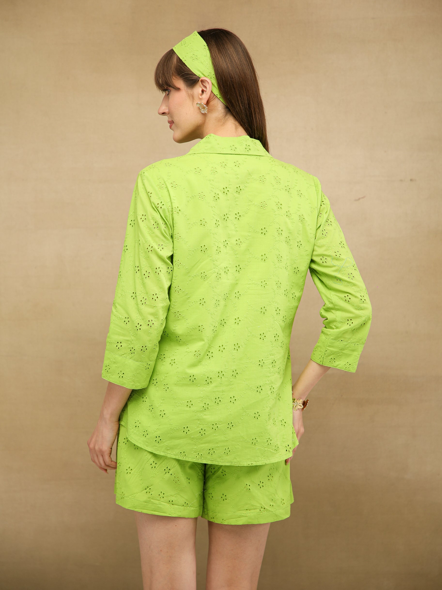 Lime Green Schiffli Shirt