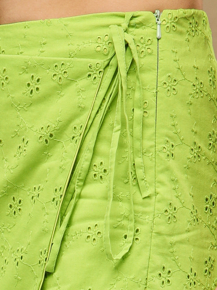 Schiffli Wrap Lime Green Skort