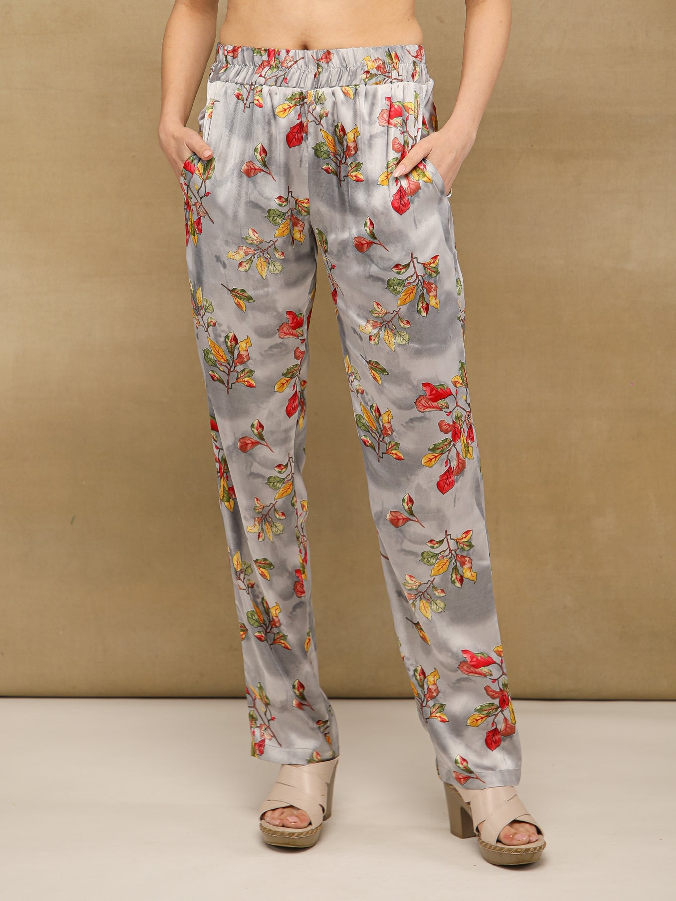 Floral Drawstring Waist Grey Co-ord Set