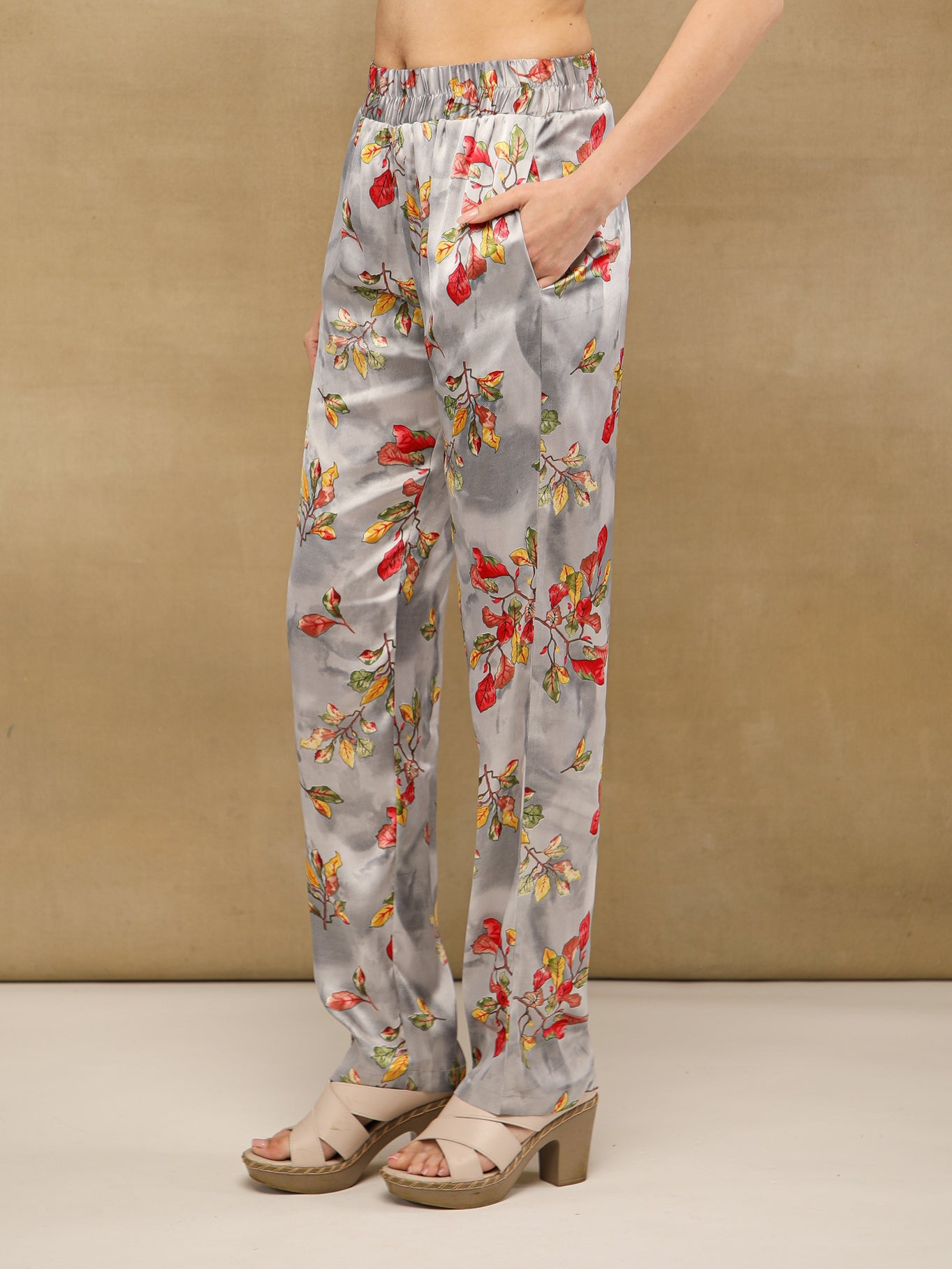 Floral Drawstring Waist Grey Co-ord Set