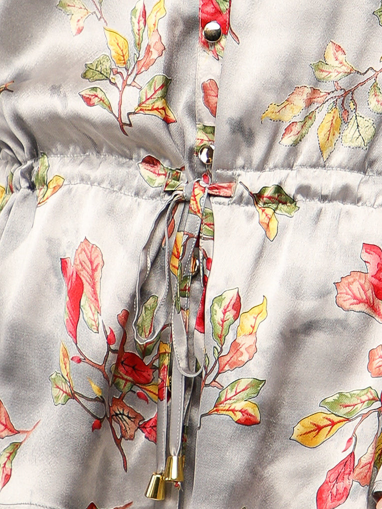 Floral Drawstring Waist Grey Co-ord Set