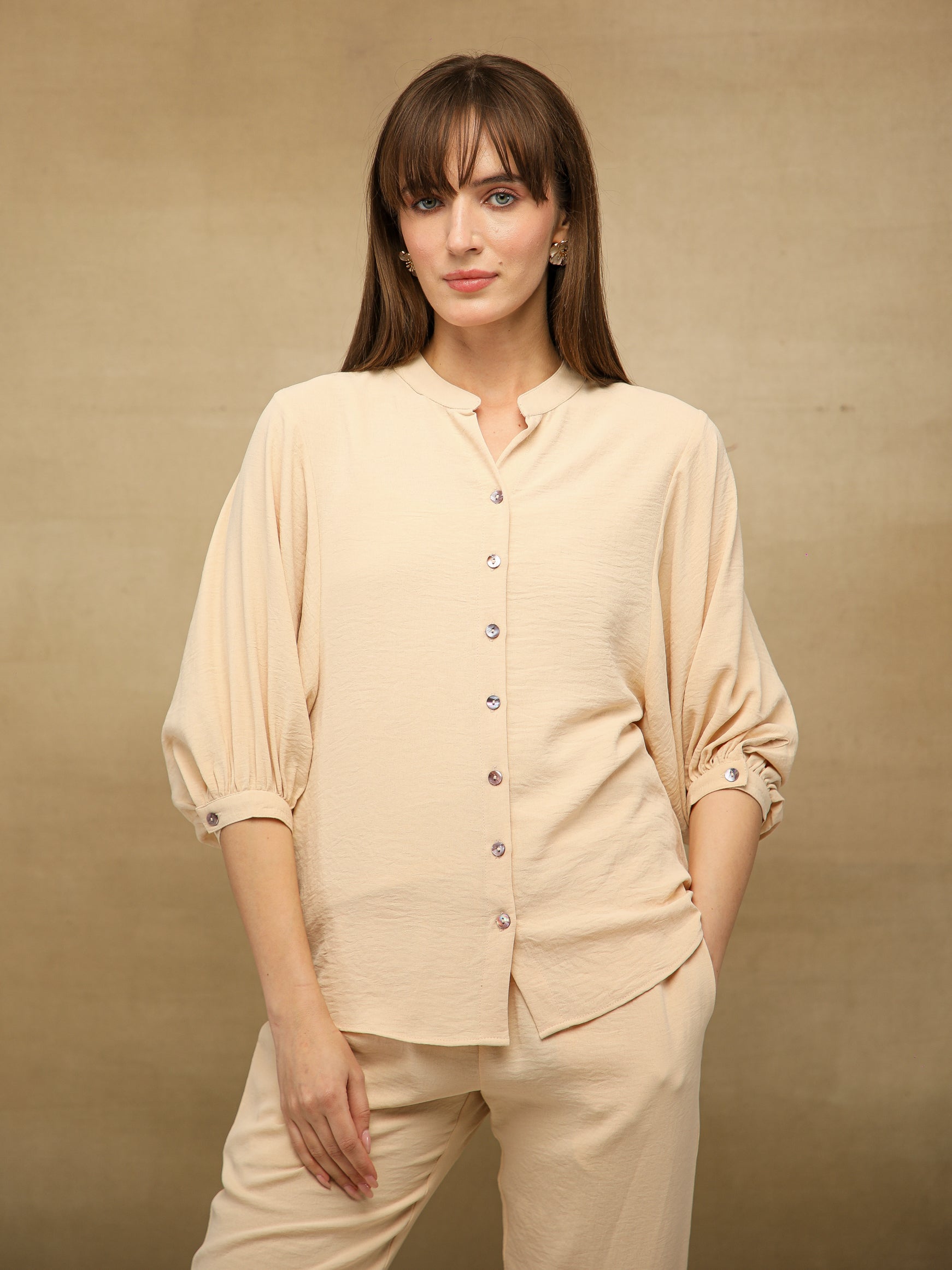Drop Armhole Beige Co-ord Set