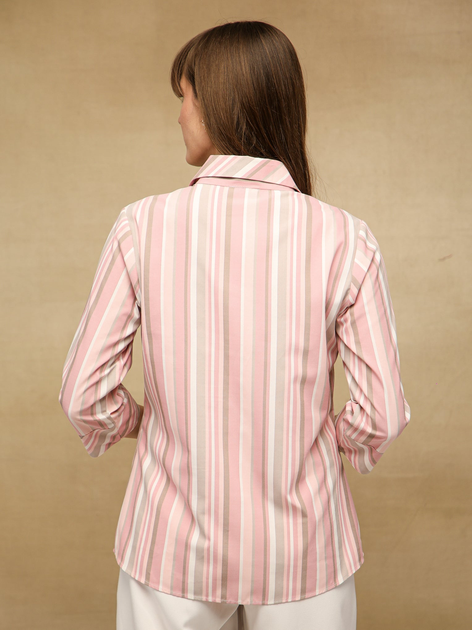 Embroidered Cotton Pink Stripe Shirt
