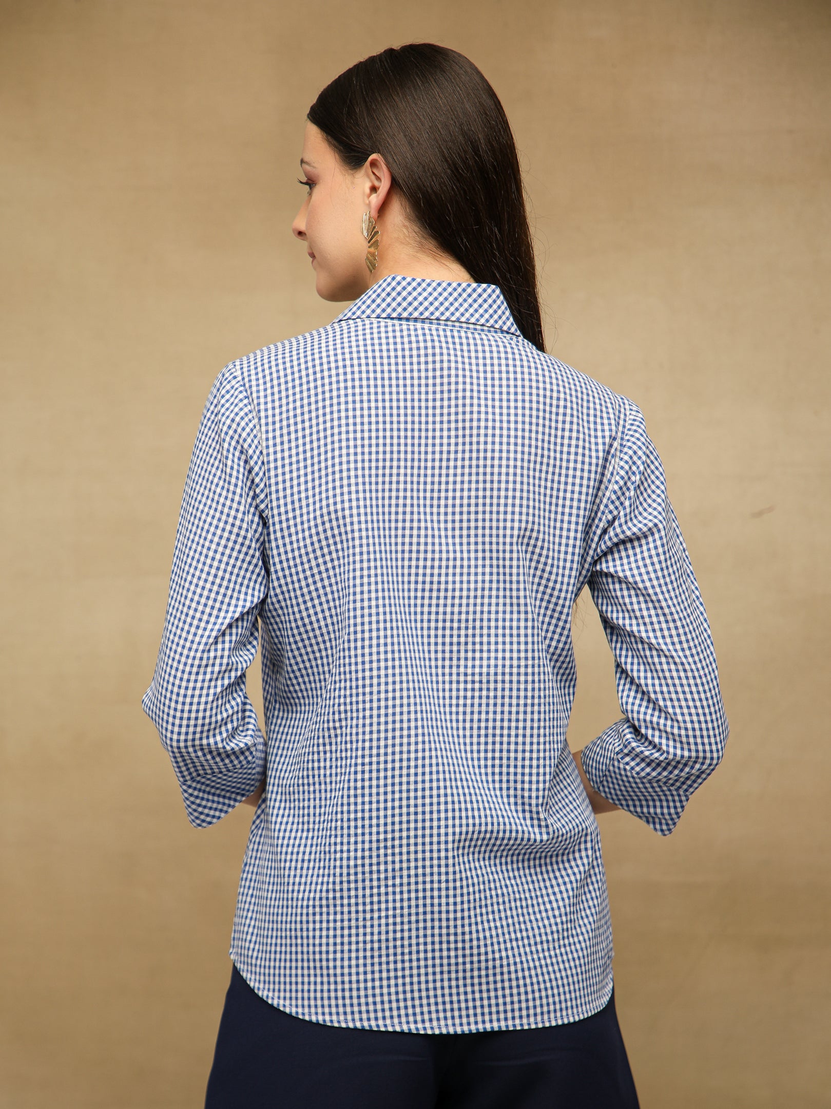 Ghingham Embroidered Blue Shirt