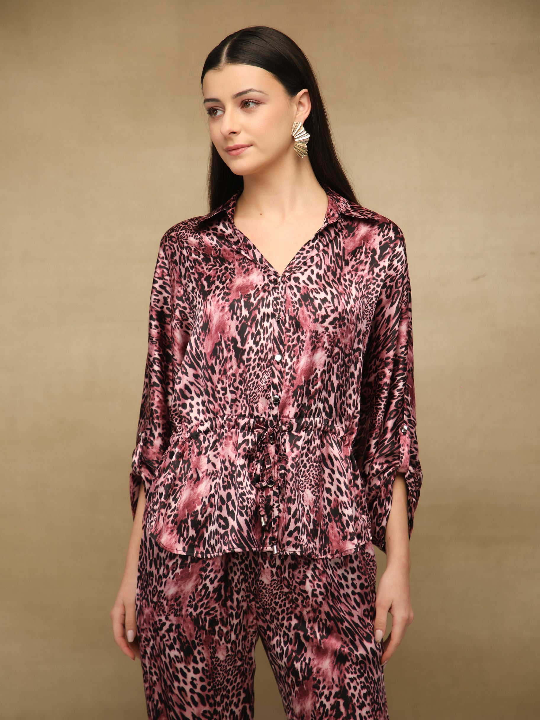 Cobra Wine Drawstring Waist Co-ord Set