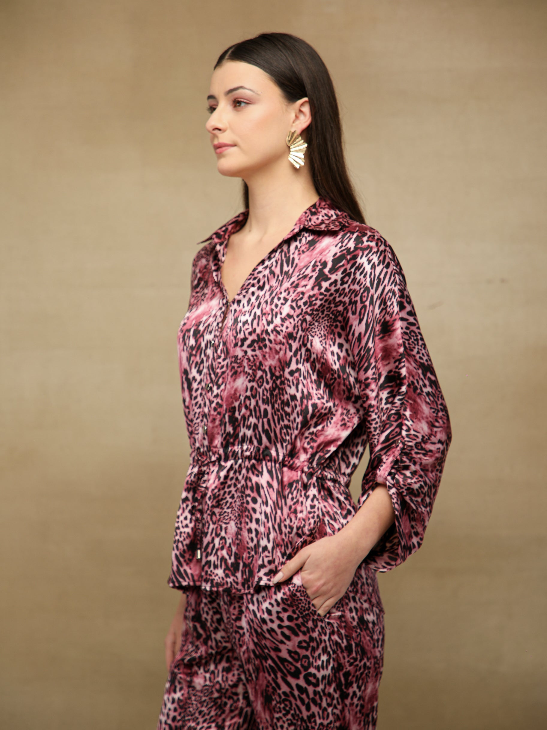 Cobra Wine Drawstring Waist Co-ord Set
