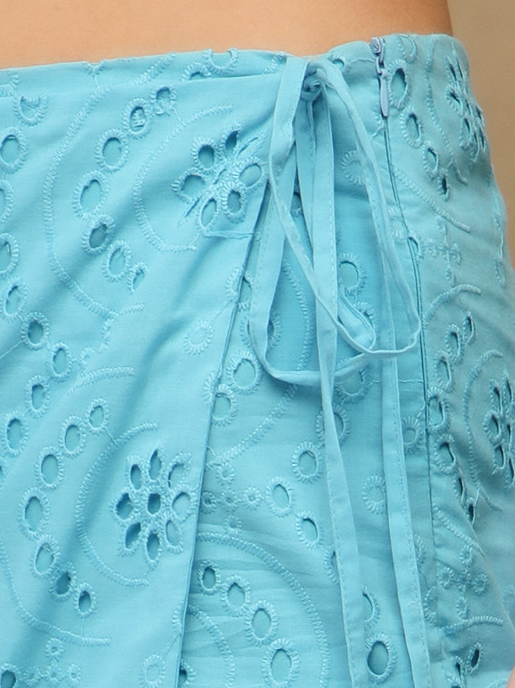 Light Blue Schiffli Co-ord Set