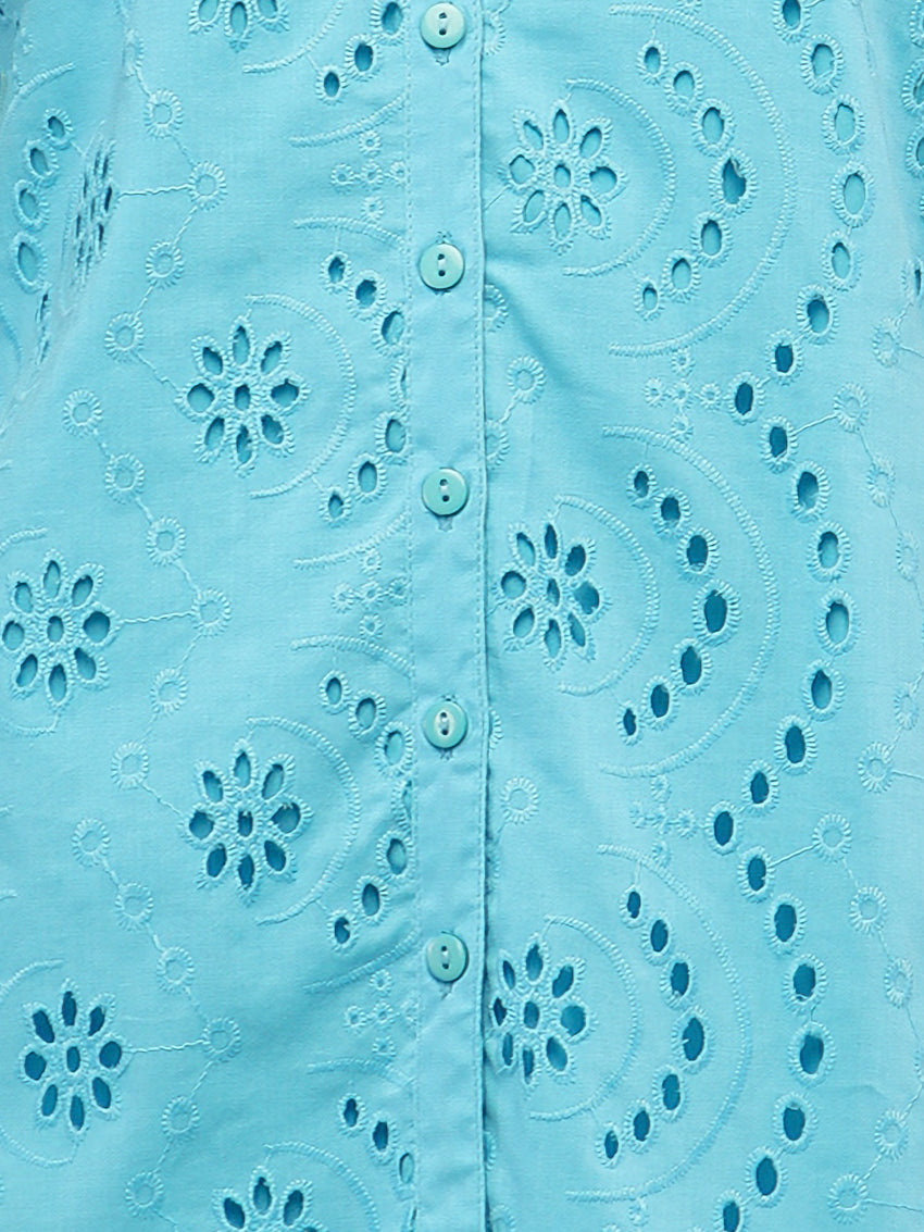 Light Blue Schiffli Shirt