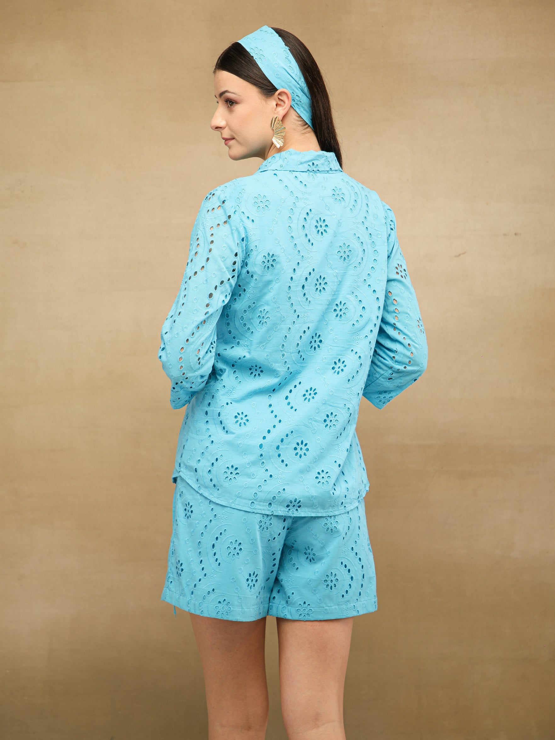 Light Blue Schiffli Shirt
