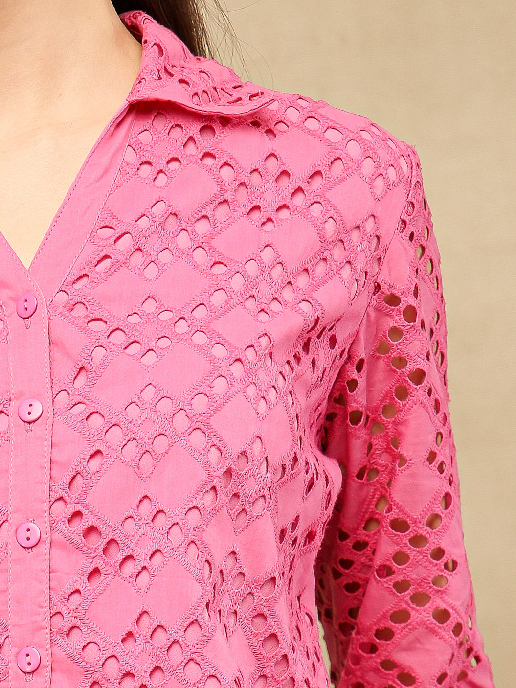 Magenta Schiffli Co-ord Set