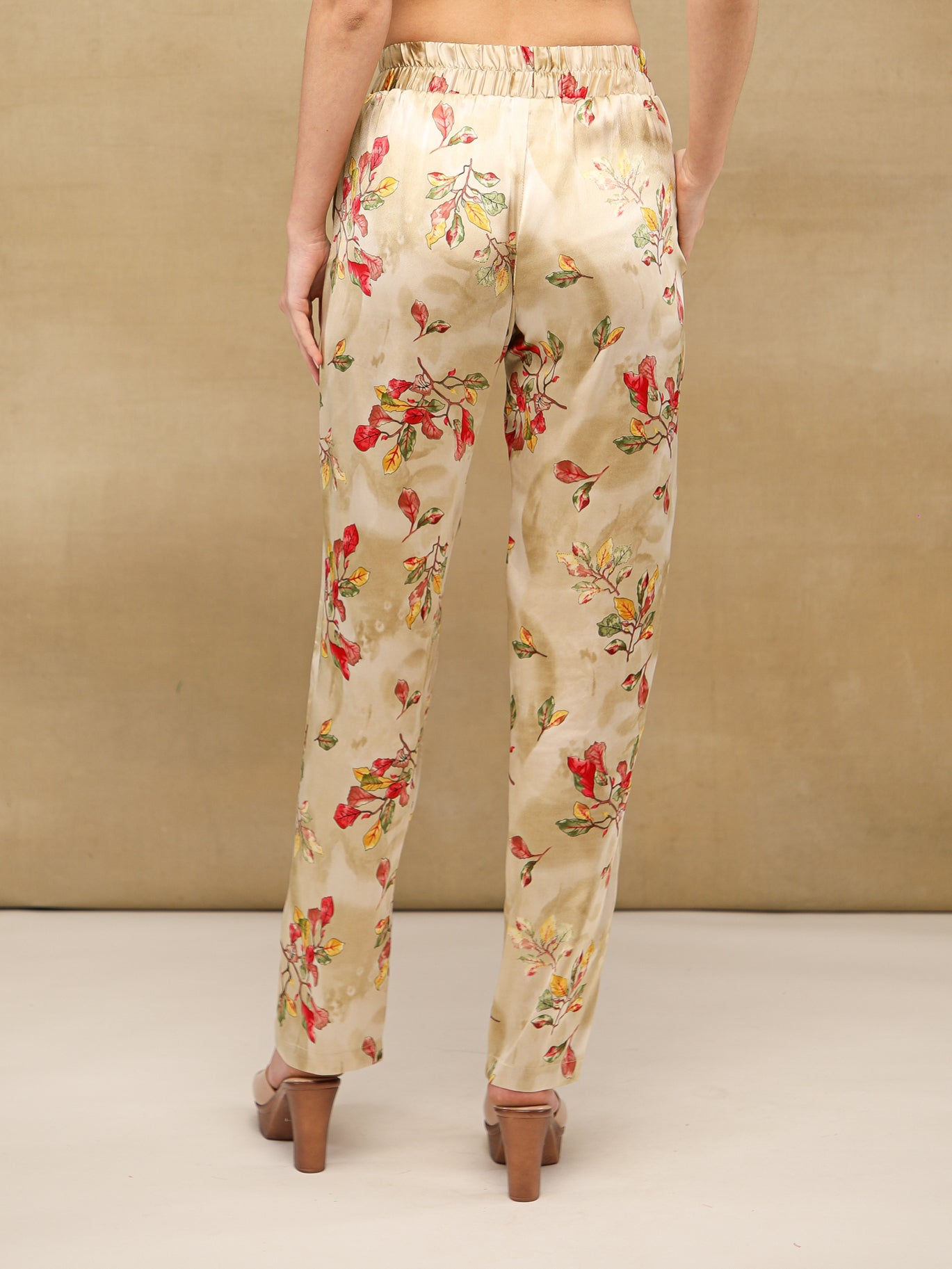 Floral Drawstring Waist Beige Co-ord Set