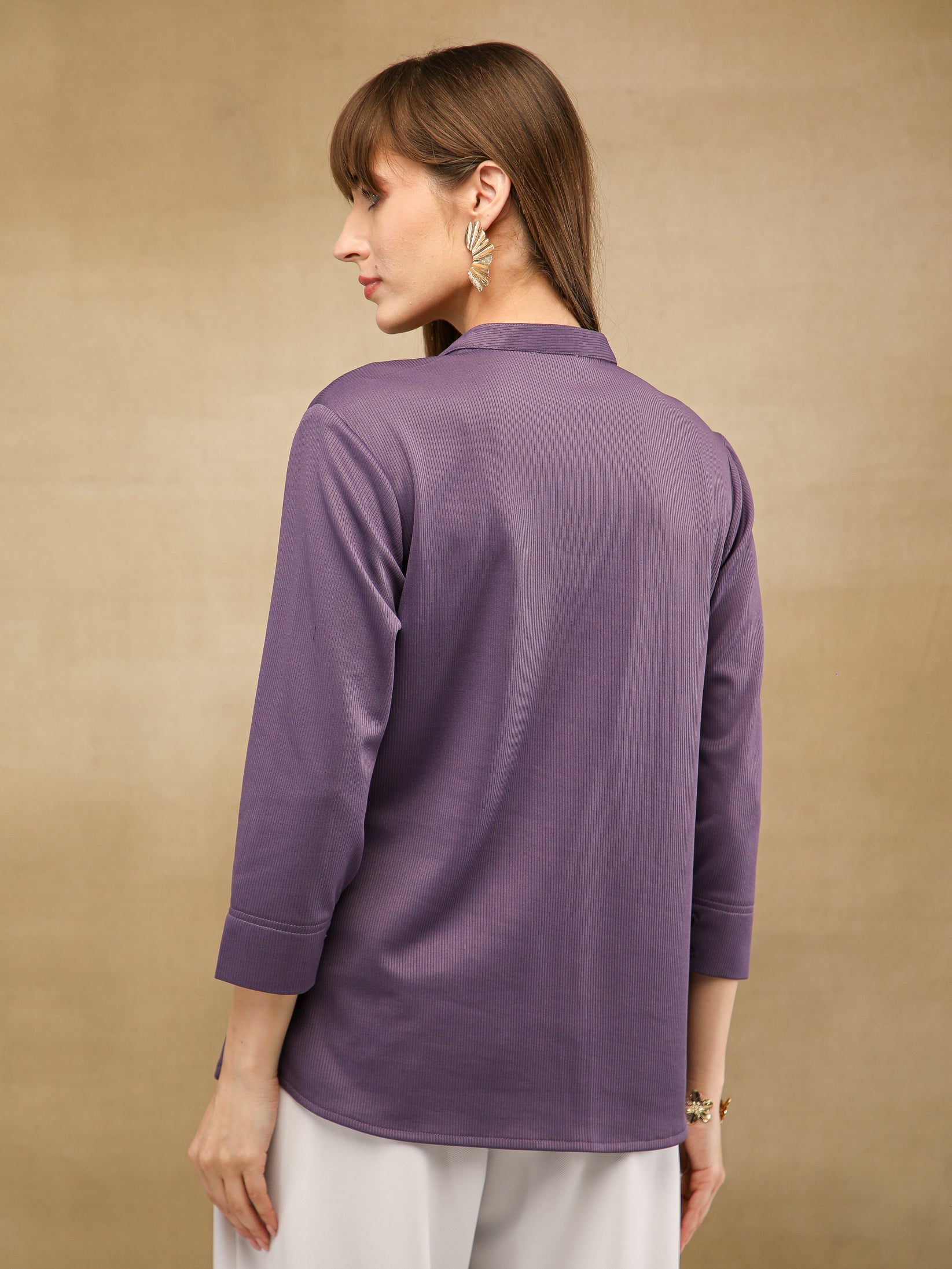 Lilac Self Stripe Shirt
