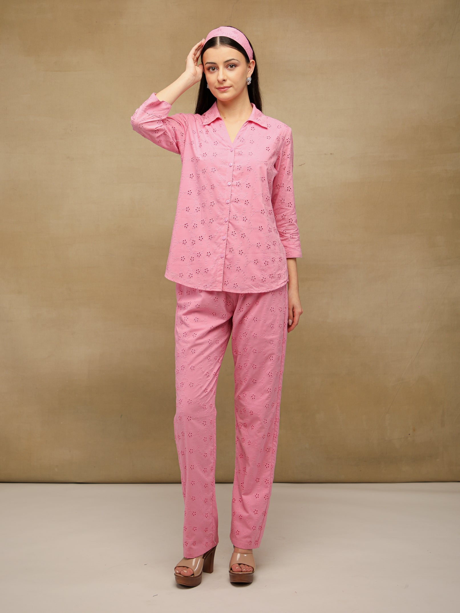 Blush Pink Schiffli Co-ord Set