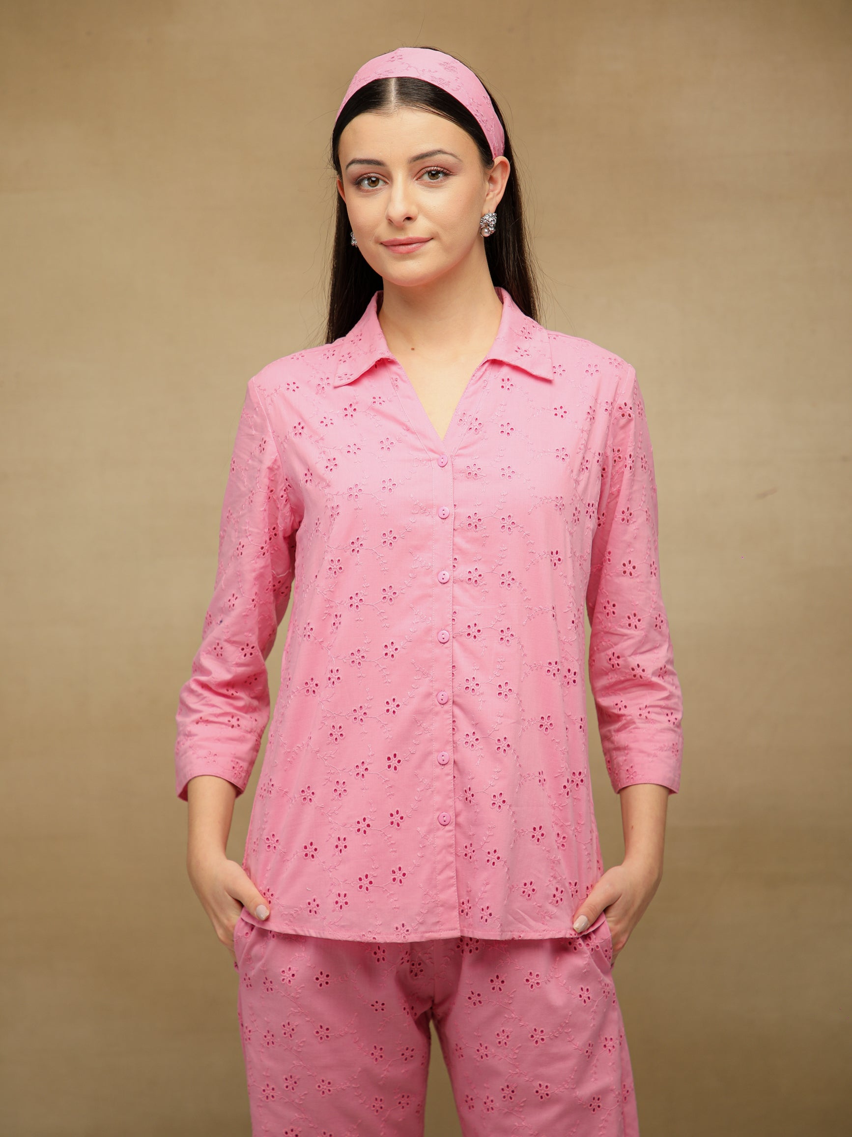 Blush Pink Schiffli Co-ord Set