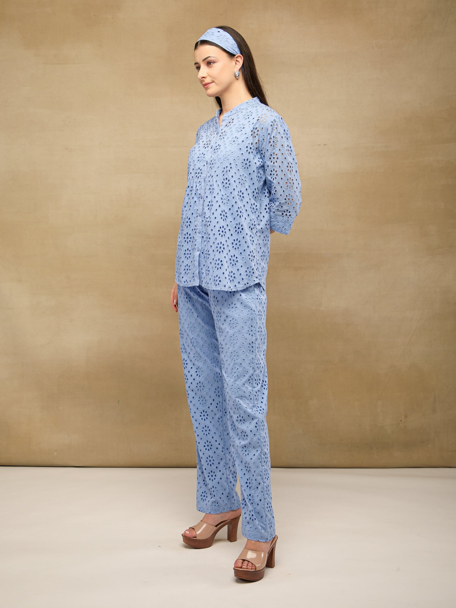 Light Blue Schiffli Co-ord Set