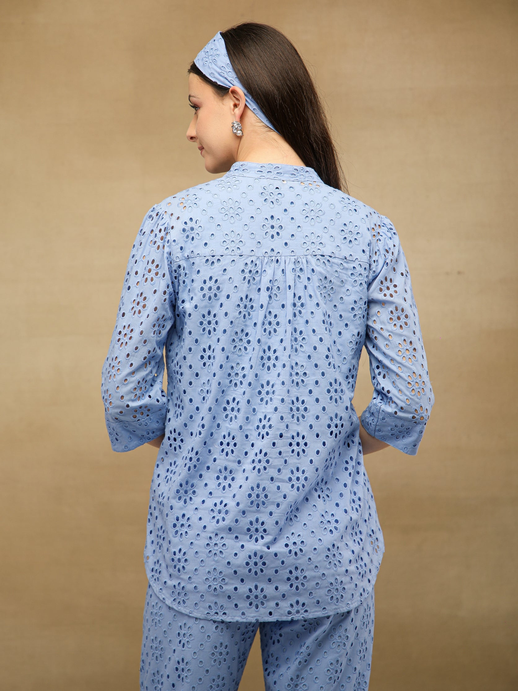 Light Blue Schiffli Co-ord Set