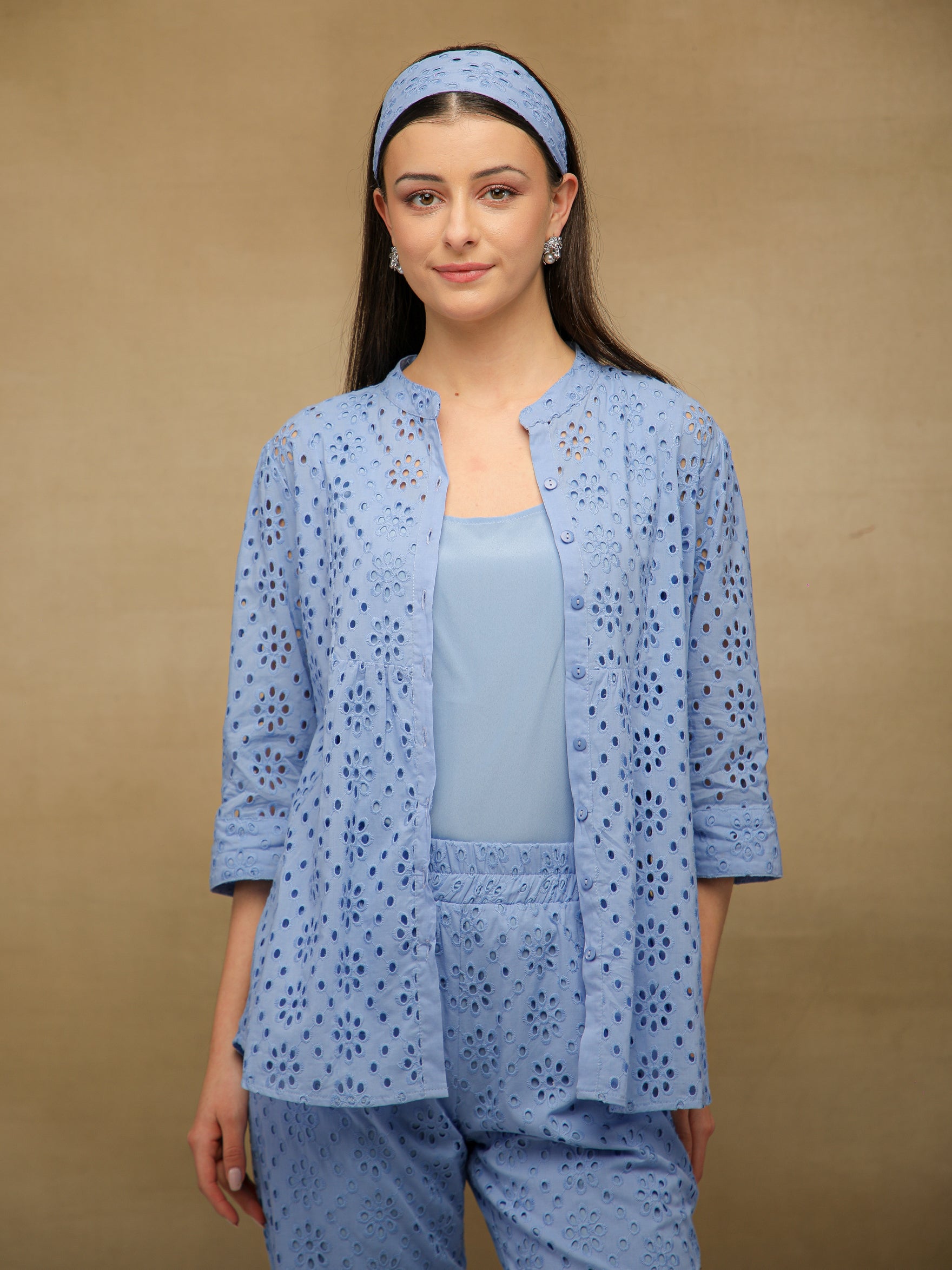 Light Blue Schiffli Co-ord Set