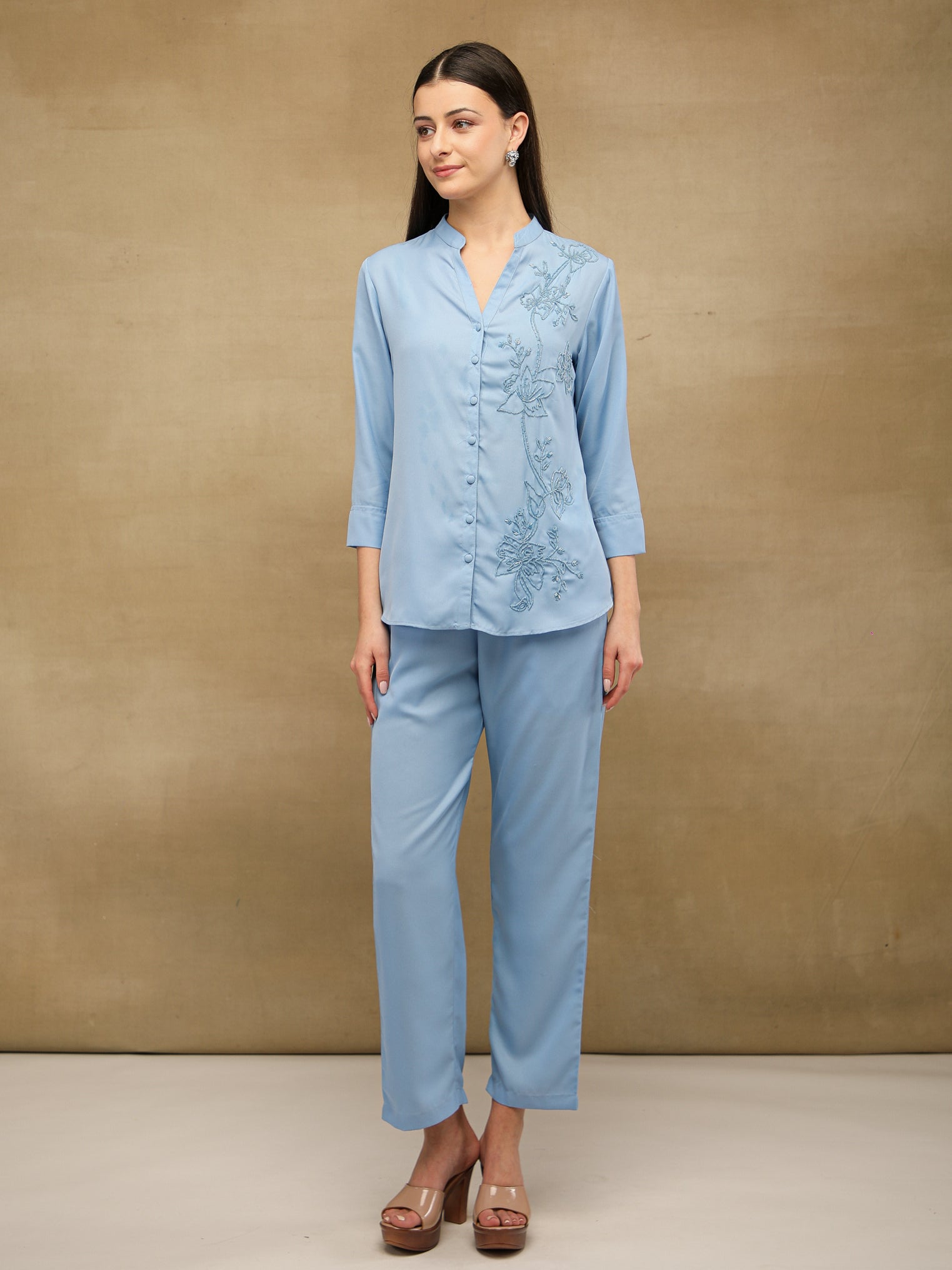 One-Side Embellished Mist Co-ord Set