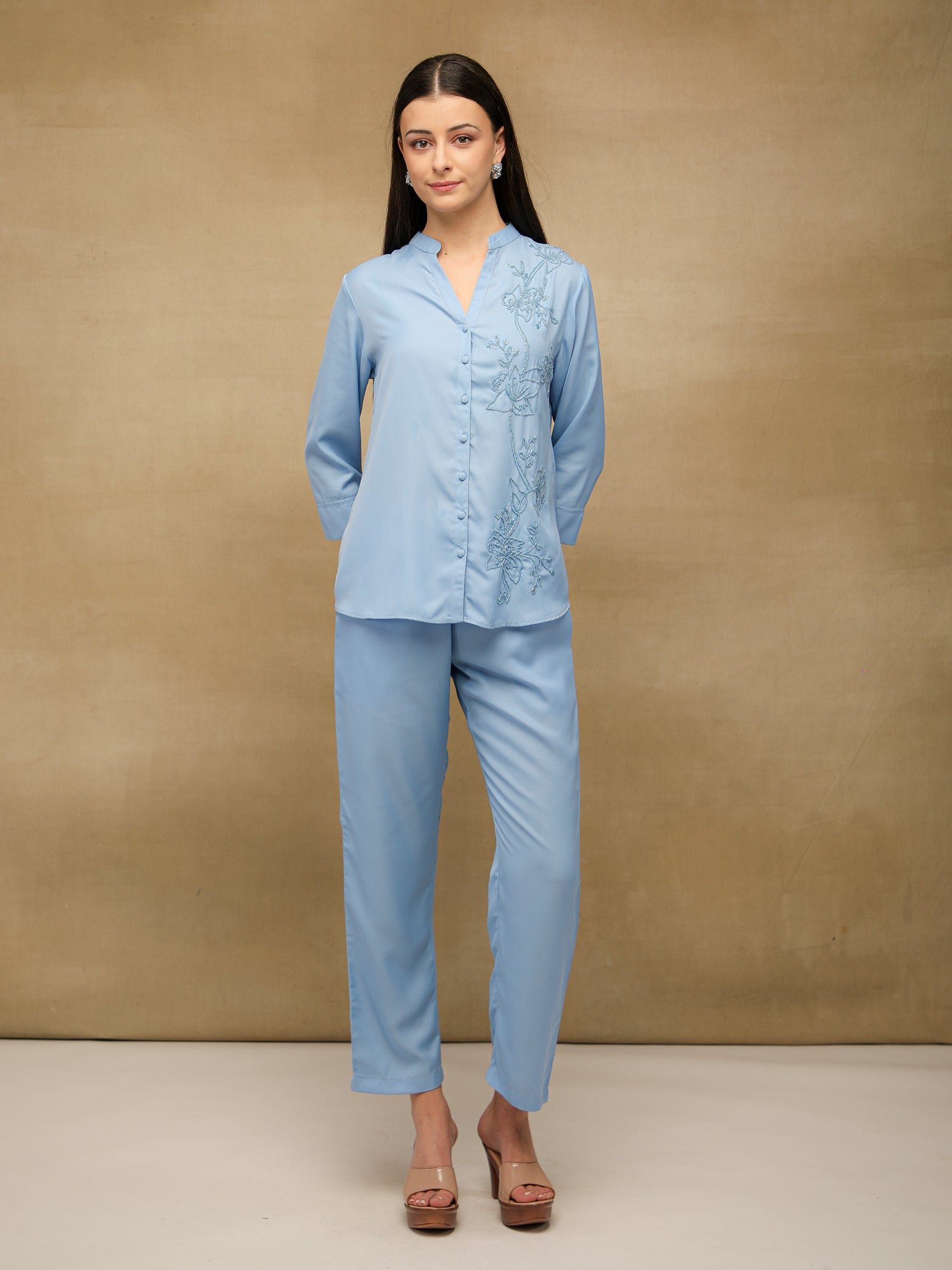 One-Side Embellished Mist Co-ord Set