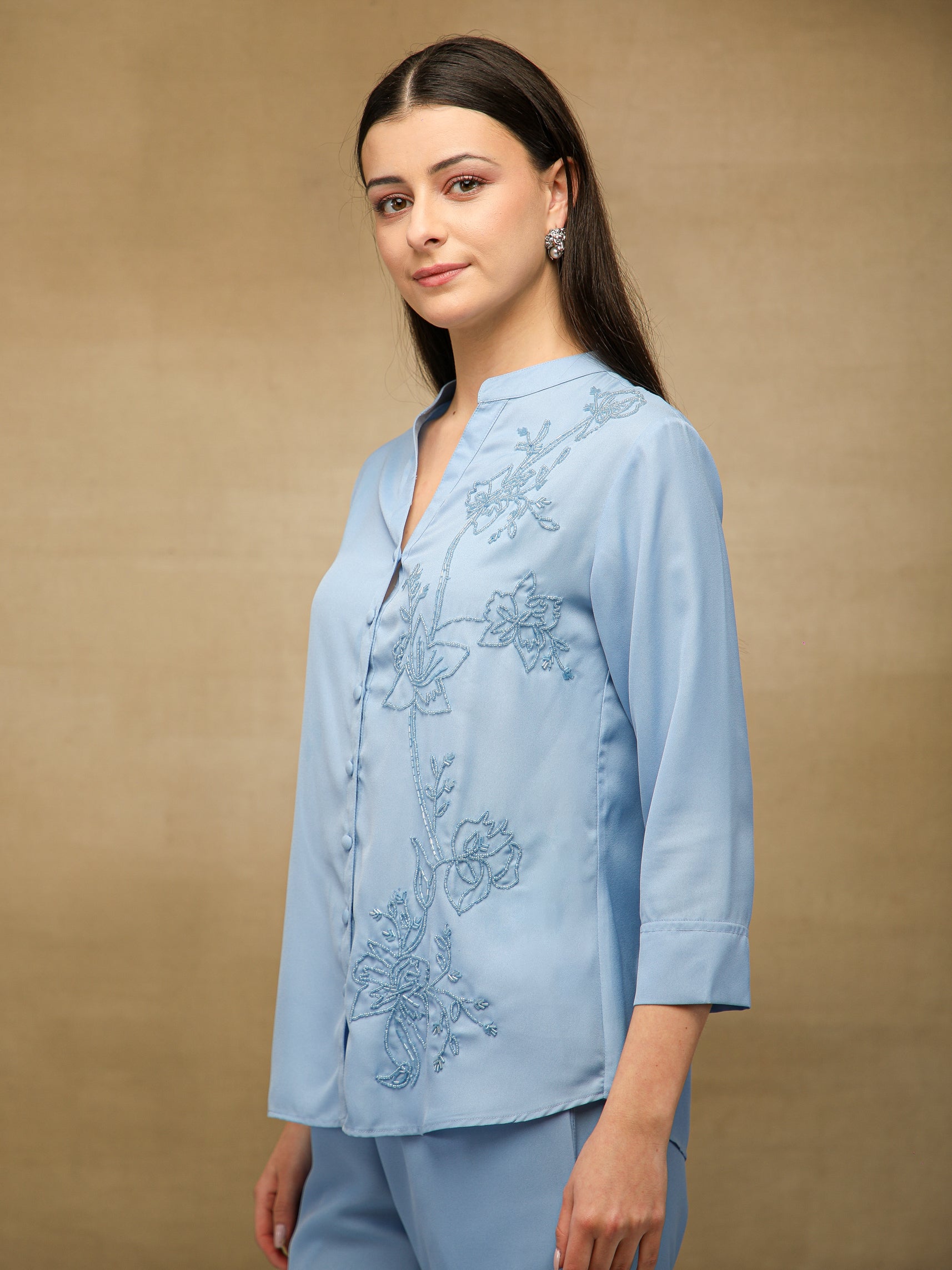 One-Side Embellished Mist Co-ord Set