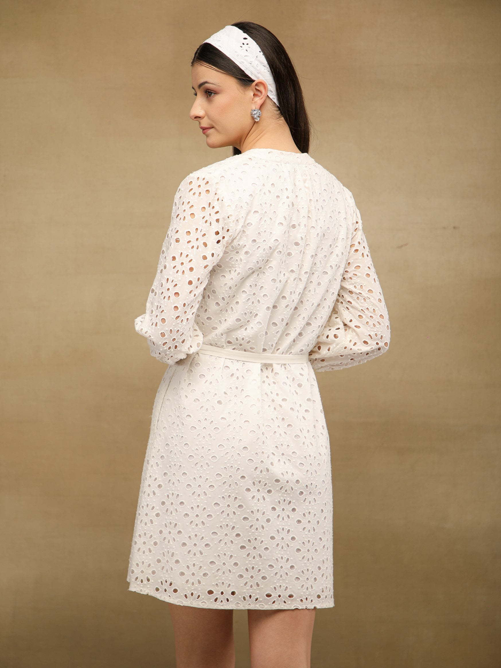 White Schiffli Dress
