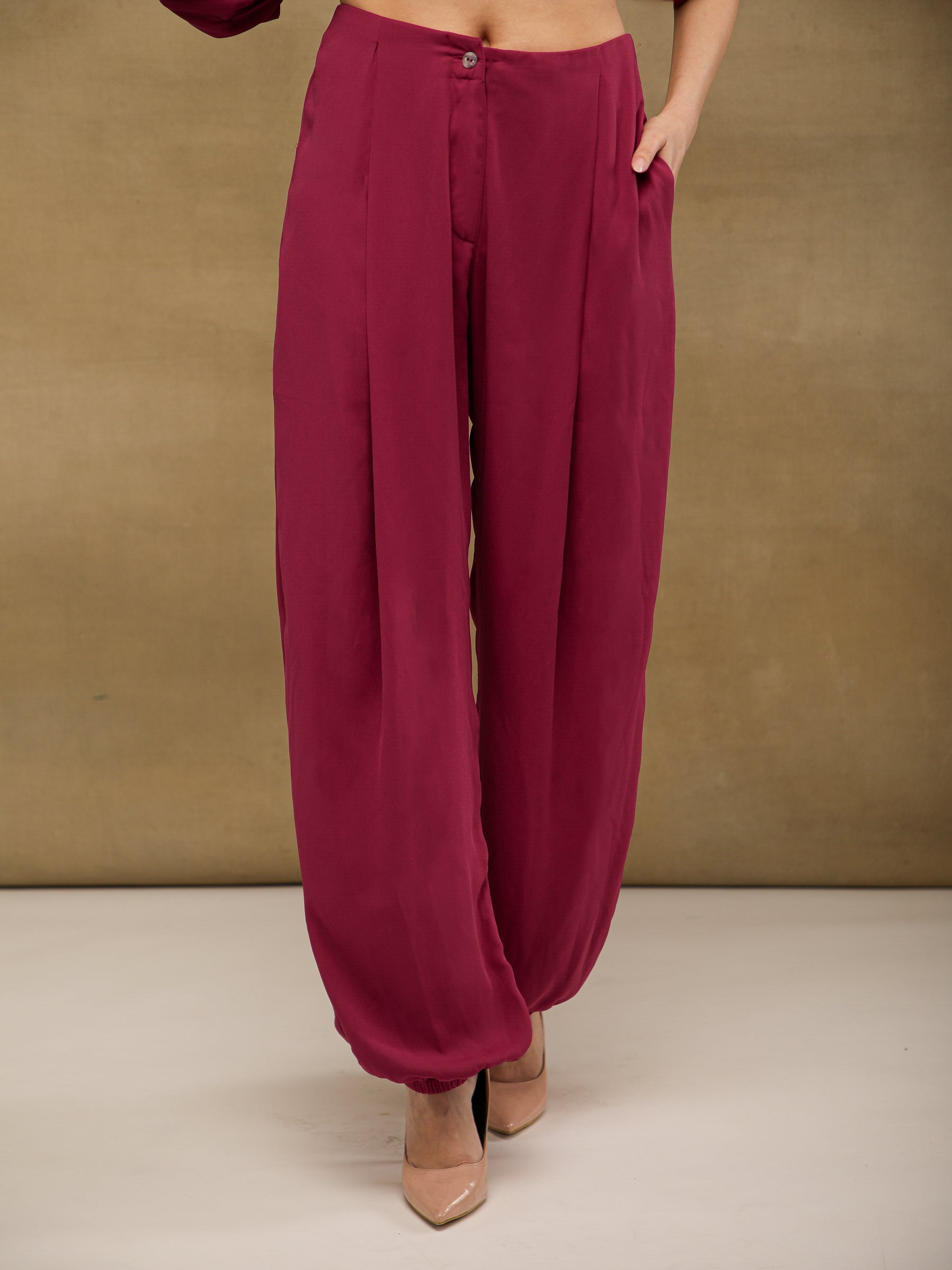 Burgundy Butterfly Sequins Co-ord Set