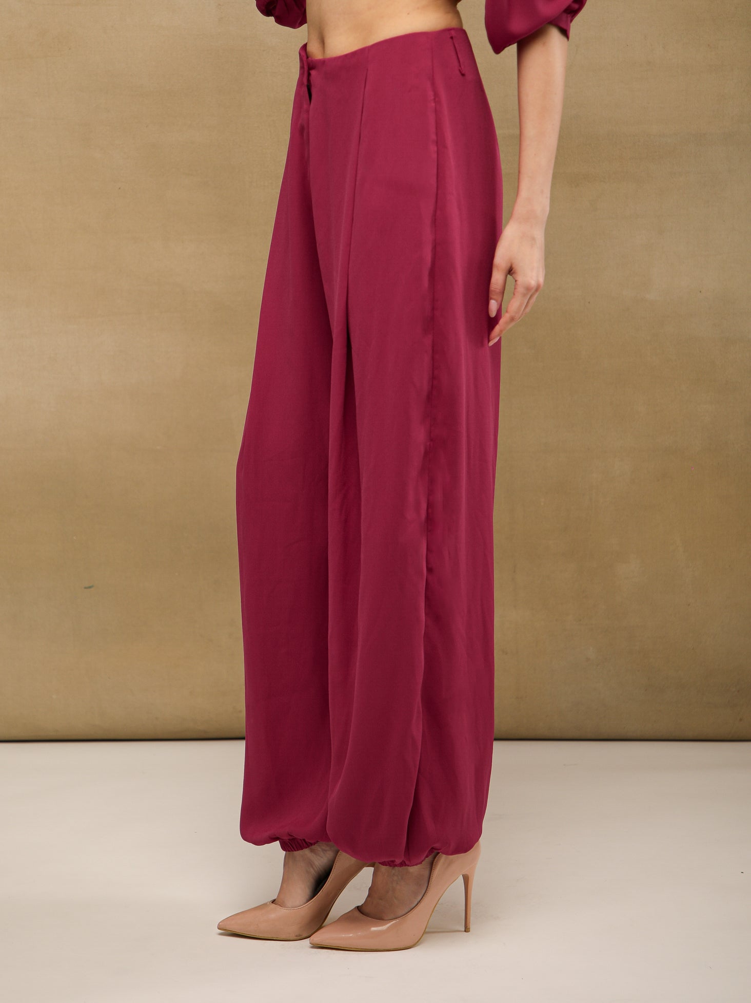 Burgundy Balloon Trousers