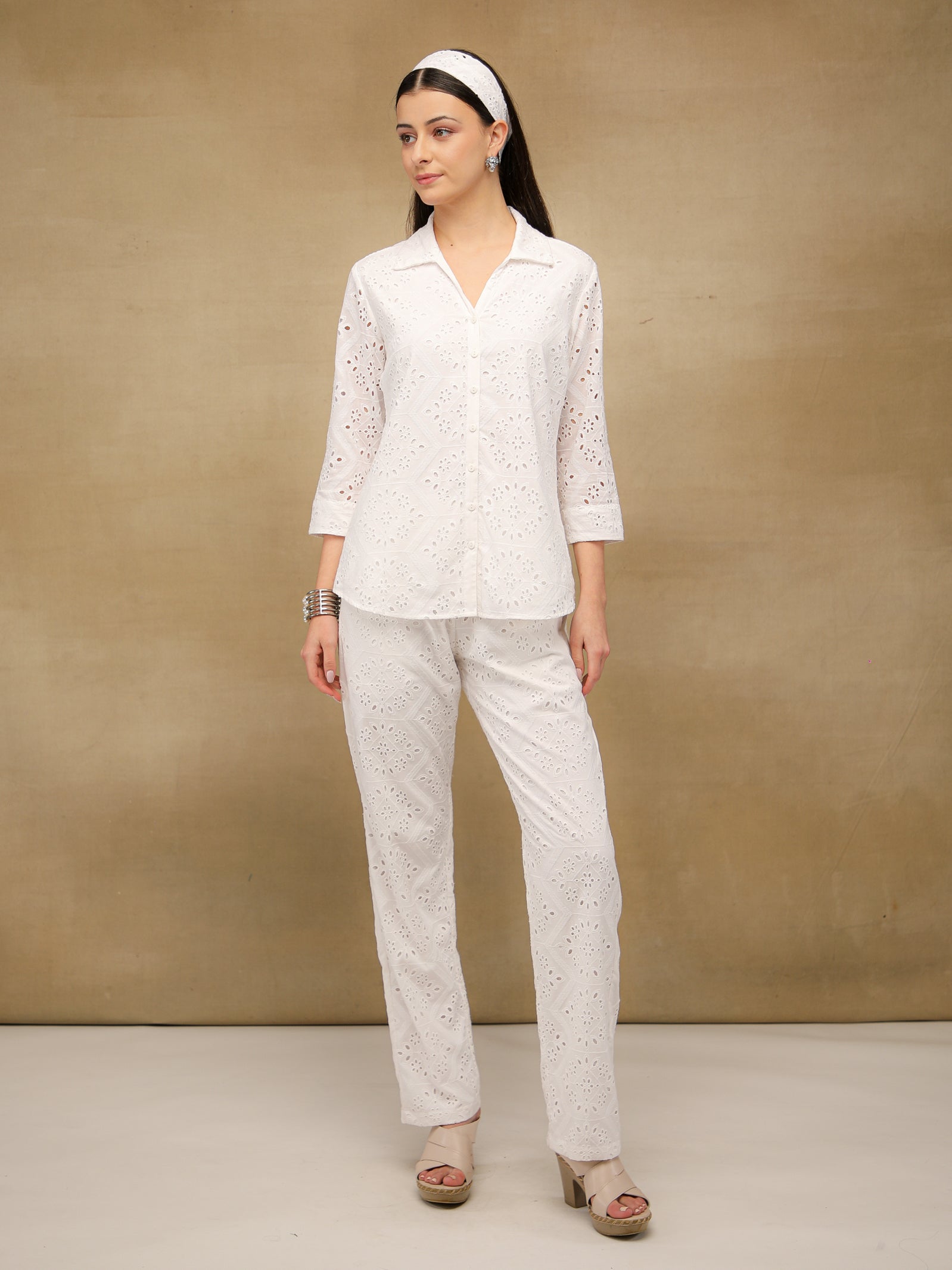 White Schiffli Co-ord Set