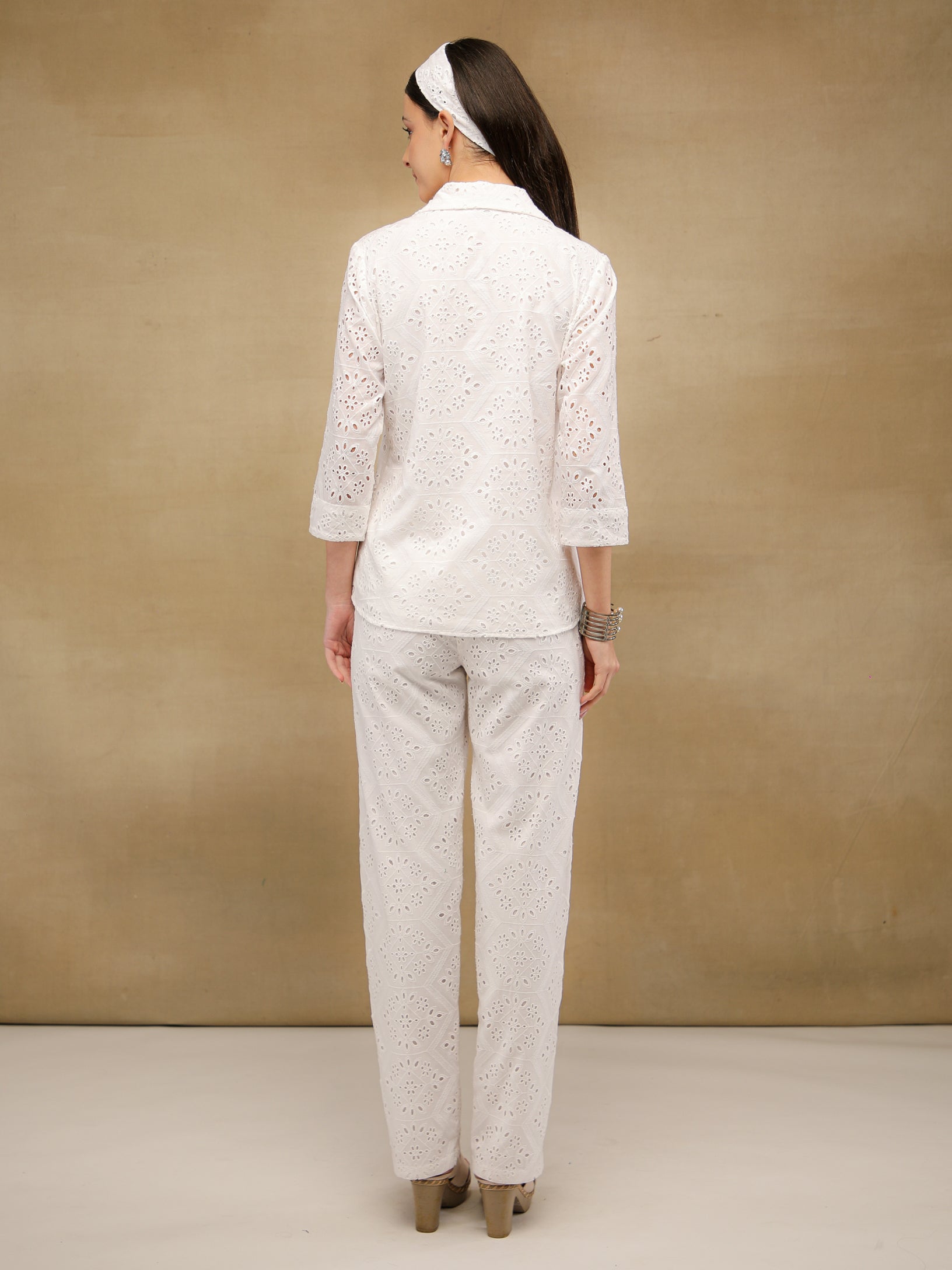 White Schiffli Co-ord Set