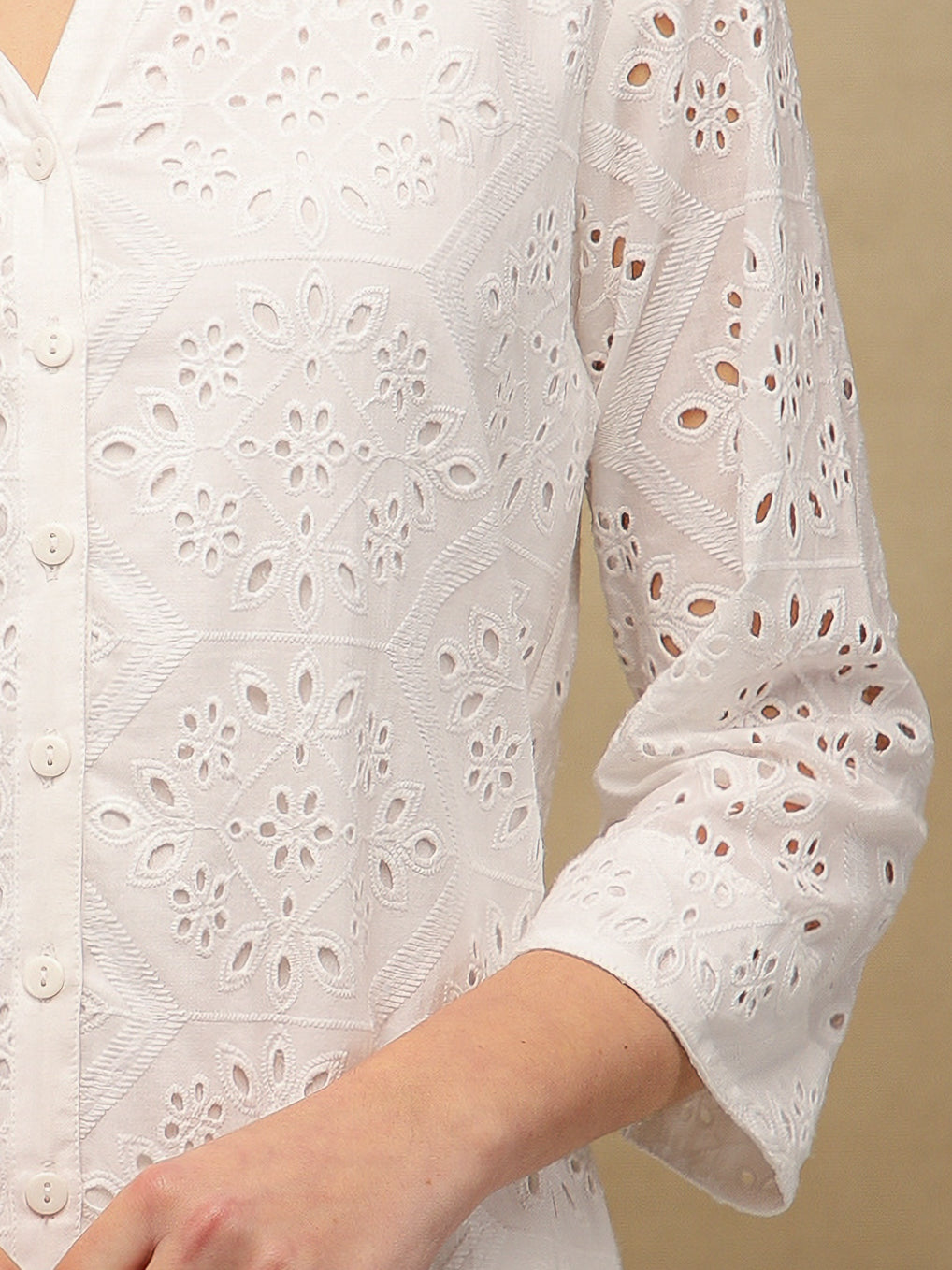 White Schiffli Co-ord Set