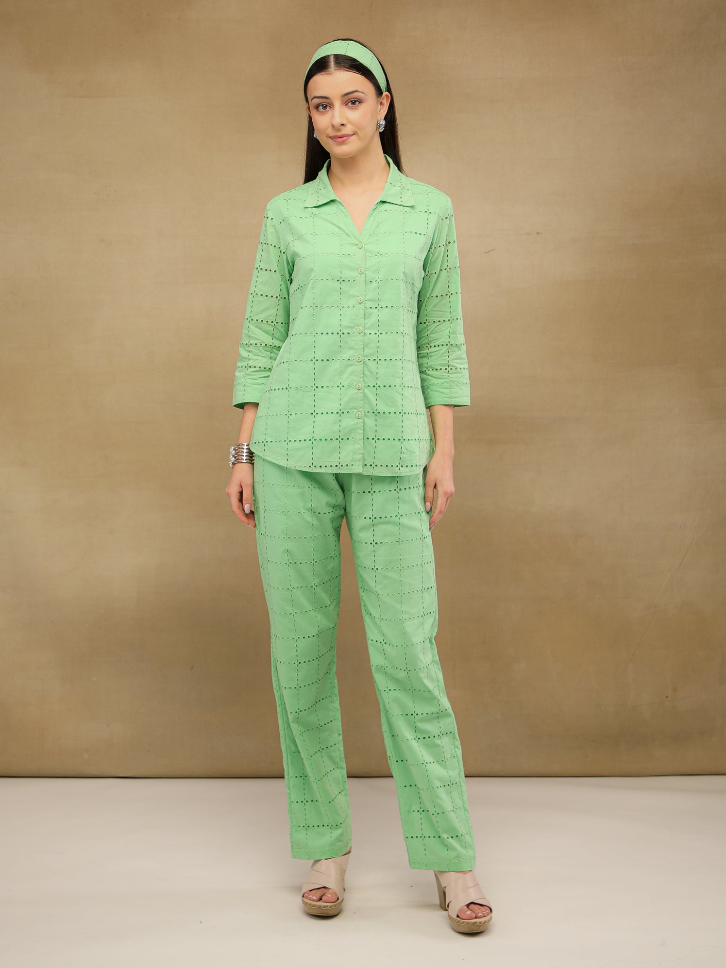 Apple Green Schiffli Co-ord Set