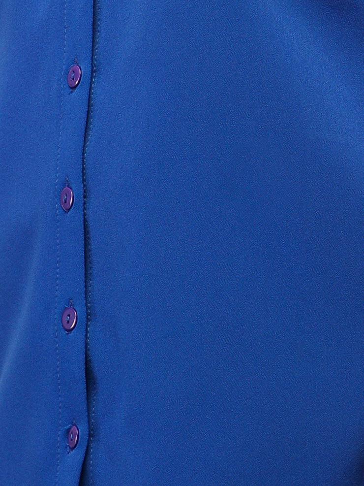 Floral Embroidery Royal Blue Shirt