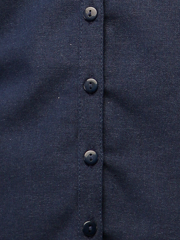 Linen Bird Embroidered Navy Shirt