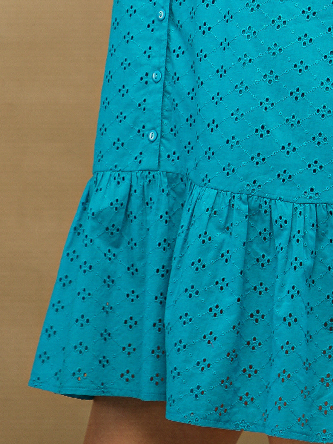 Turquoise Relaxed Schiffli Dress