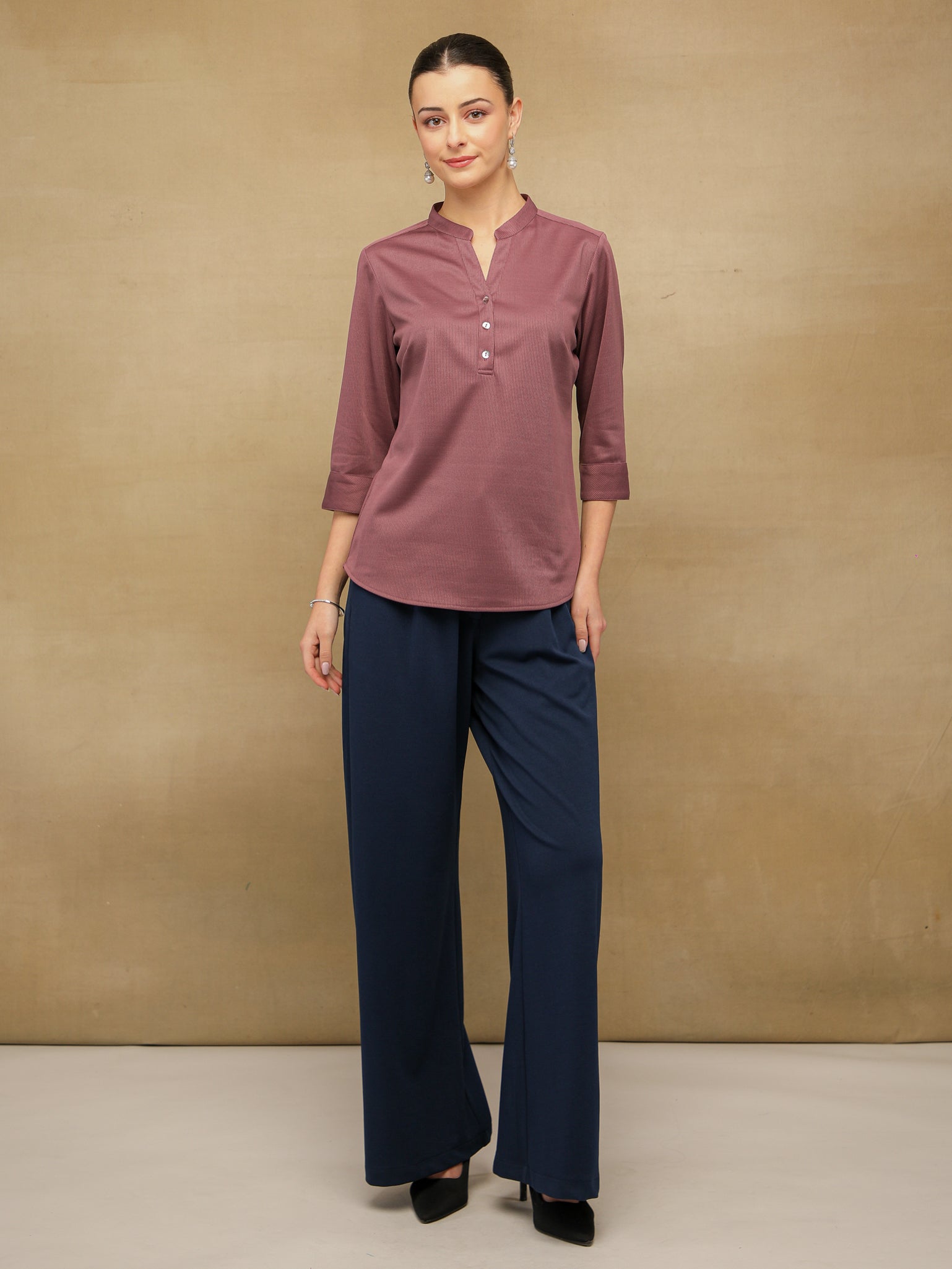 Self Stripe Rose Quartz Top