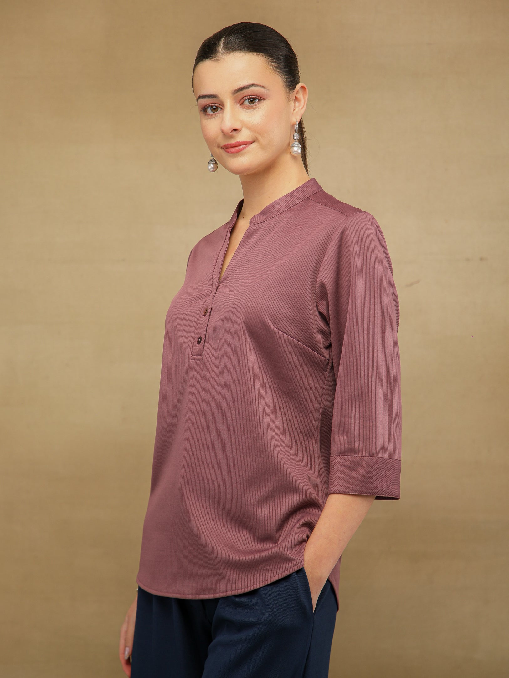 Self Stripe Rose Quartz Top