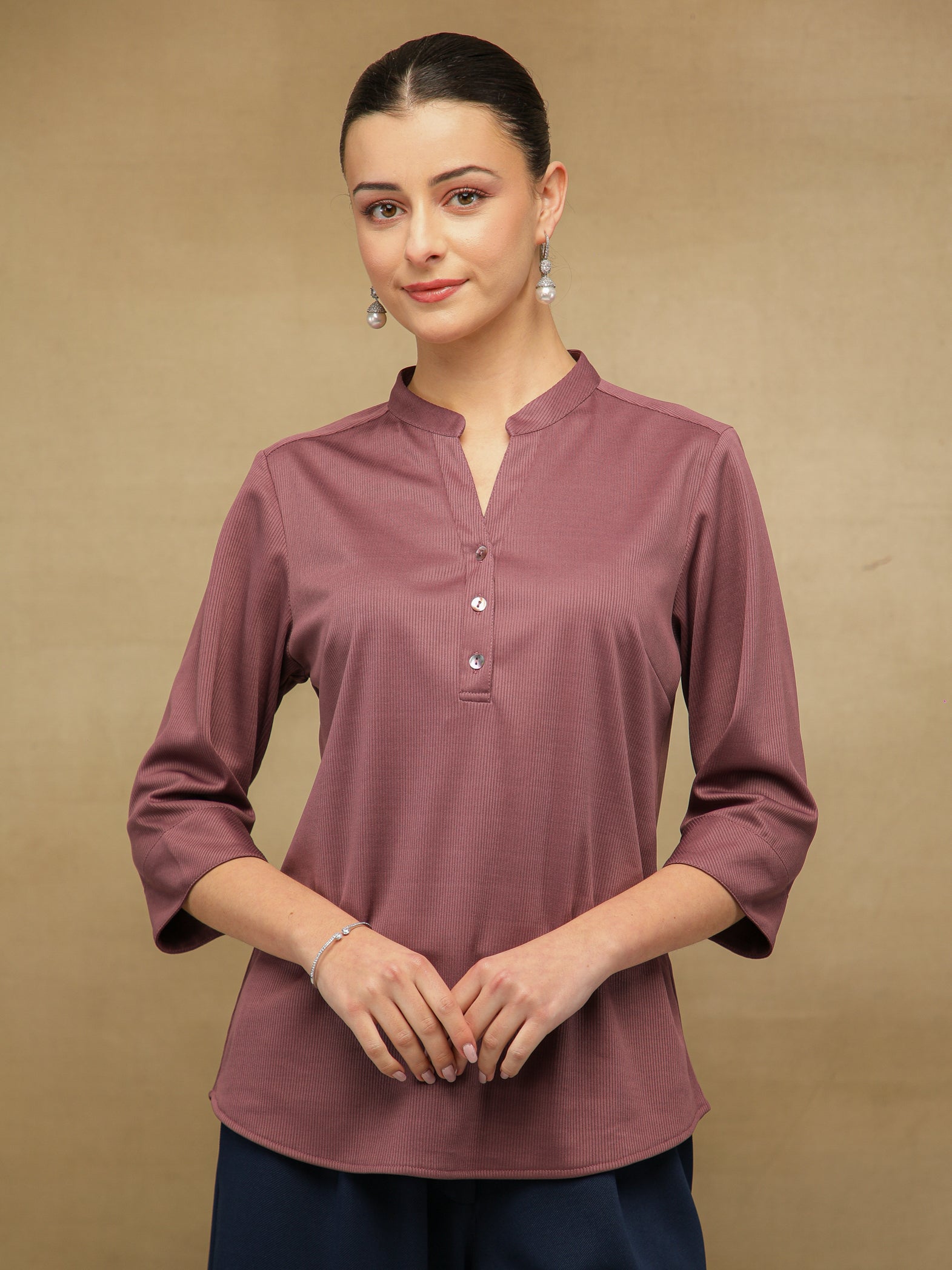 Self Stripe Rose Quartz Top