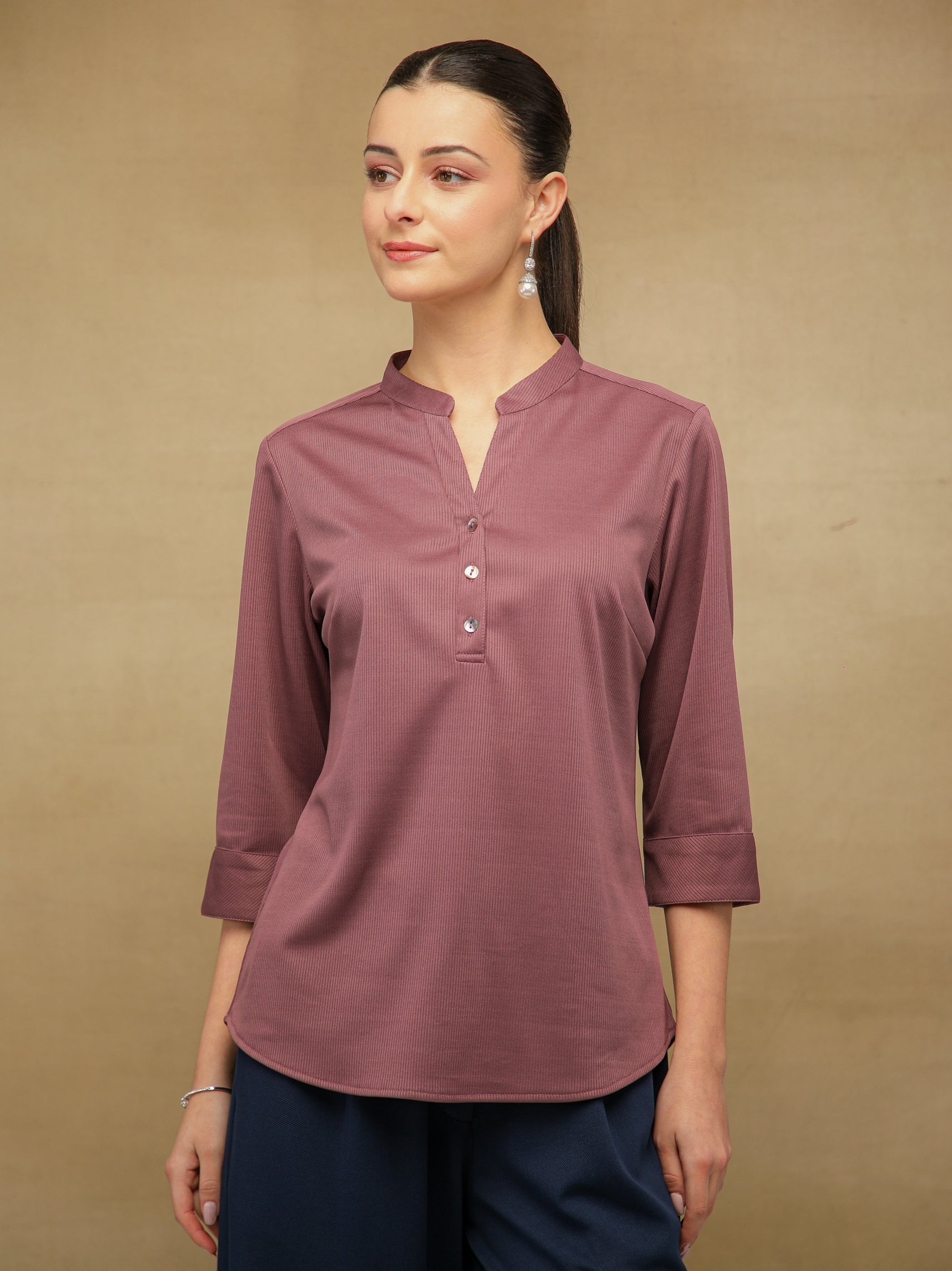 Self Stripe Rose Quartz Top