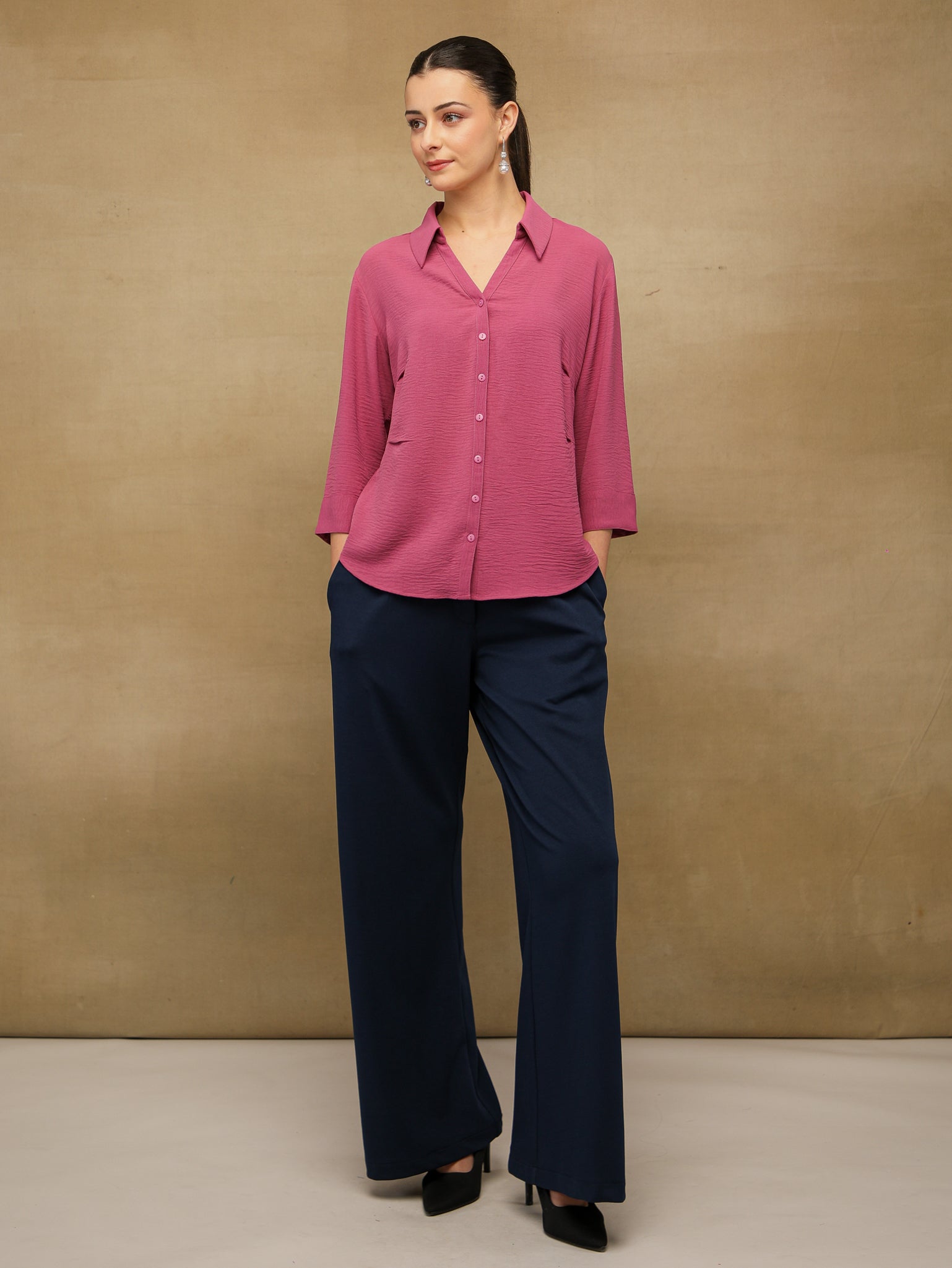 Tailored Dart Berry Pink Shirt