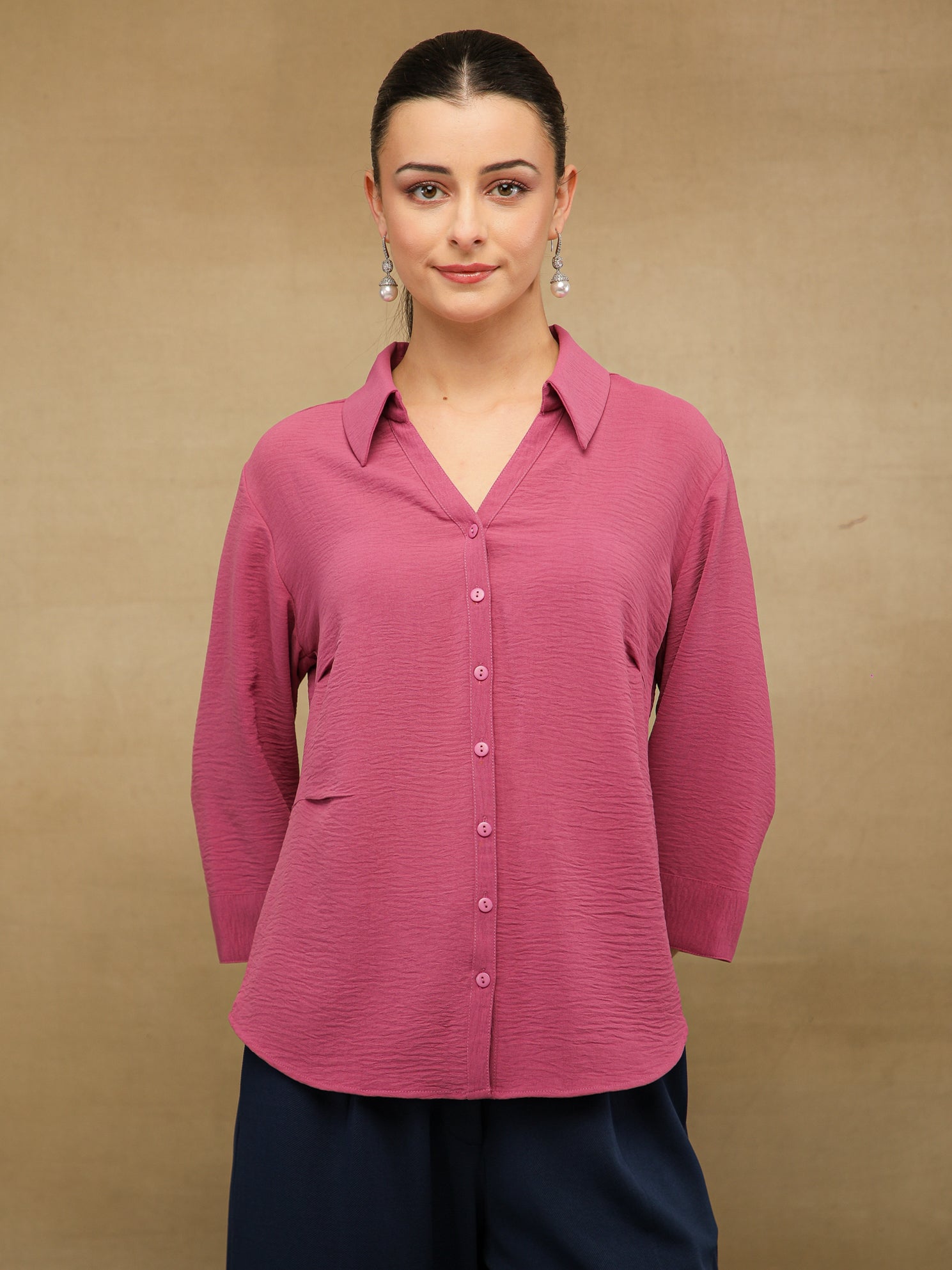 Tailored Dart Berry Pink Shirt